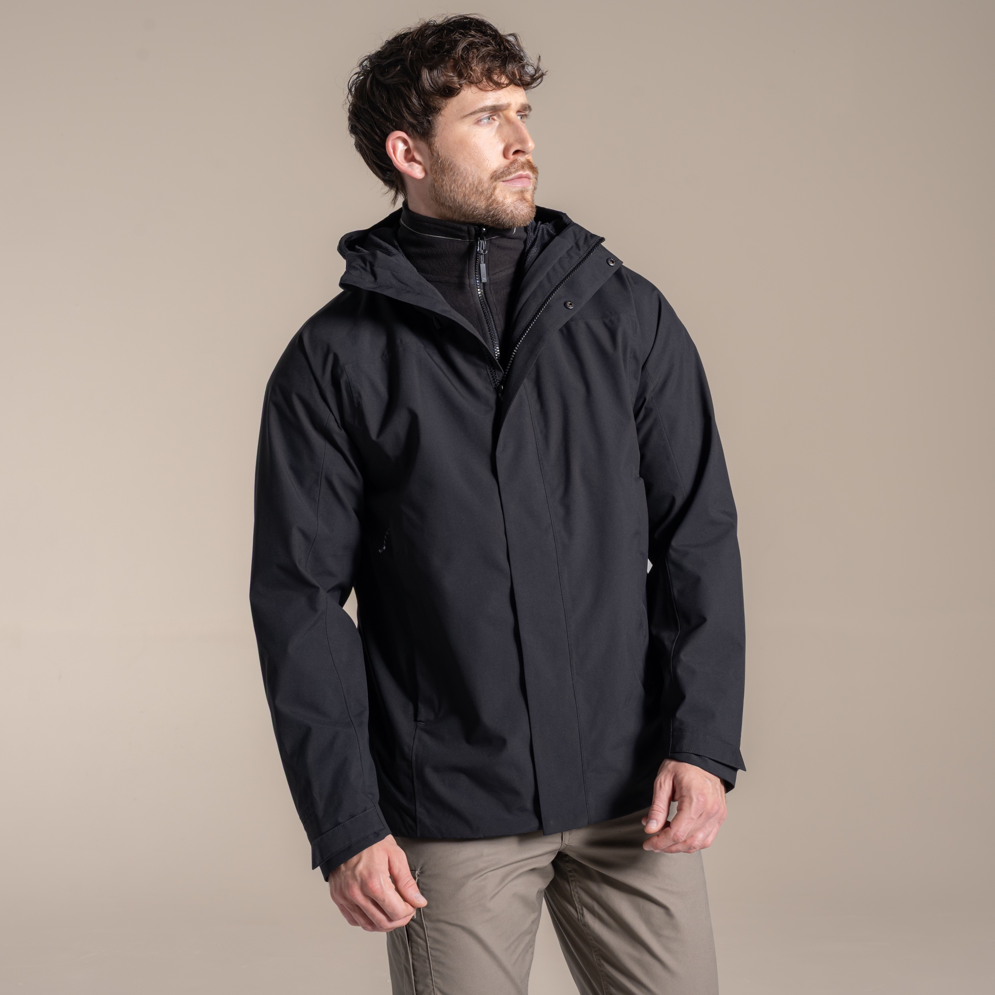 Craghoppers Men's Waterproof Expert Basecamp 3 In 1 Jacket - Black Xxl