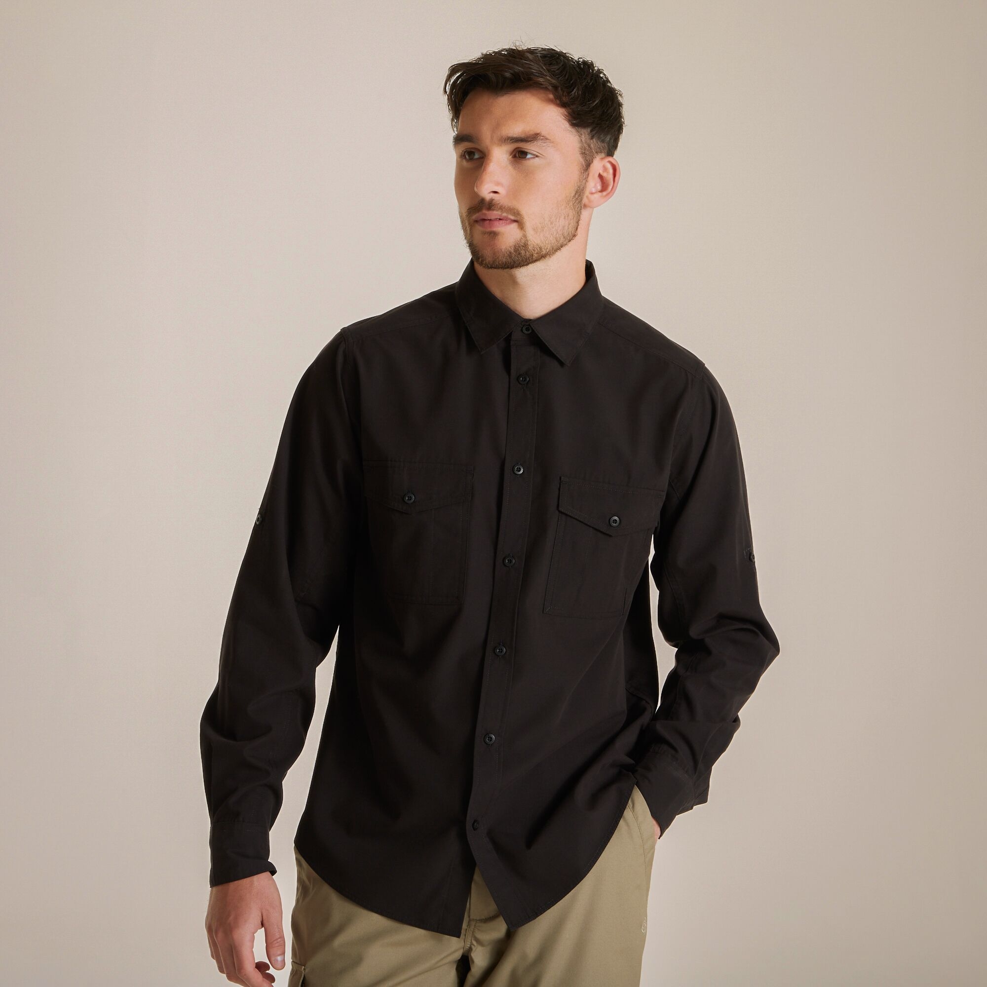 Craghoppers Expert Men's Kiwi Long Sleeved Shirt - Black Small