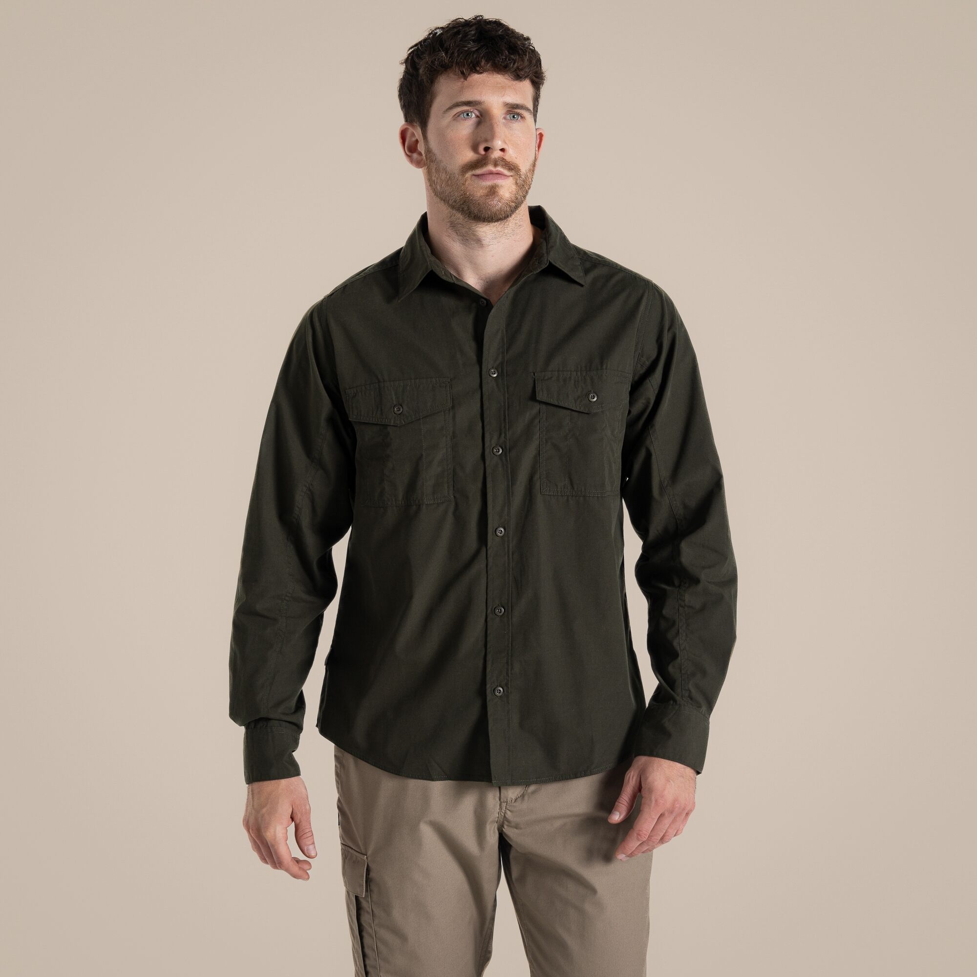 Craghoppers Expert Men's Kiwi Long Sleeved Shirt - Green Xxl