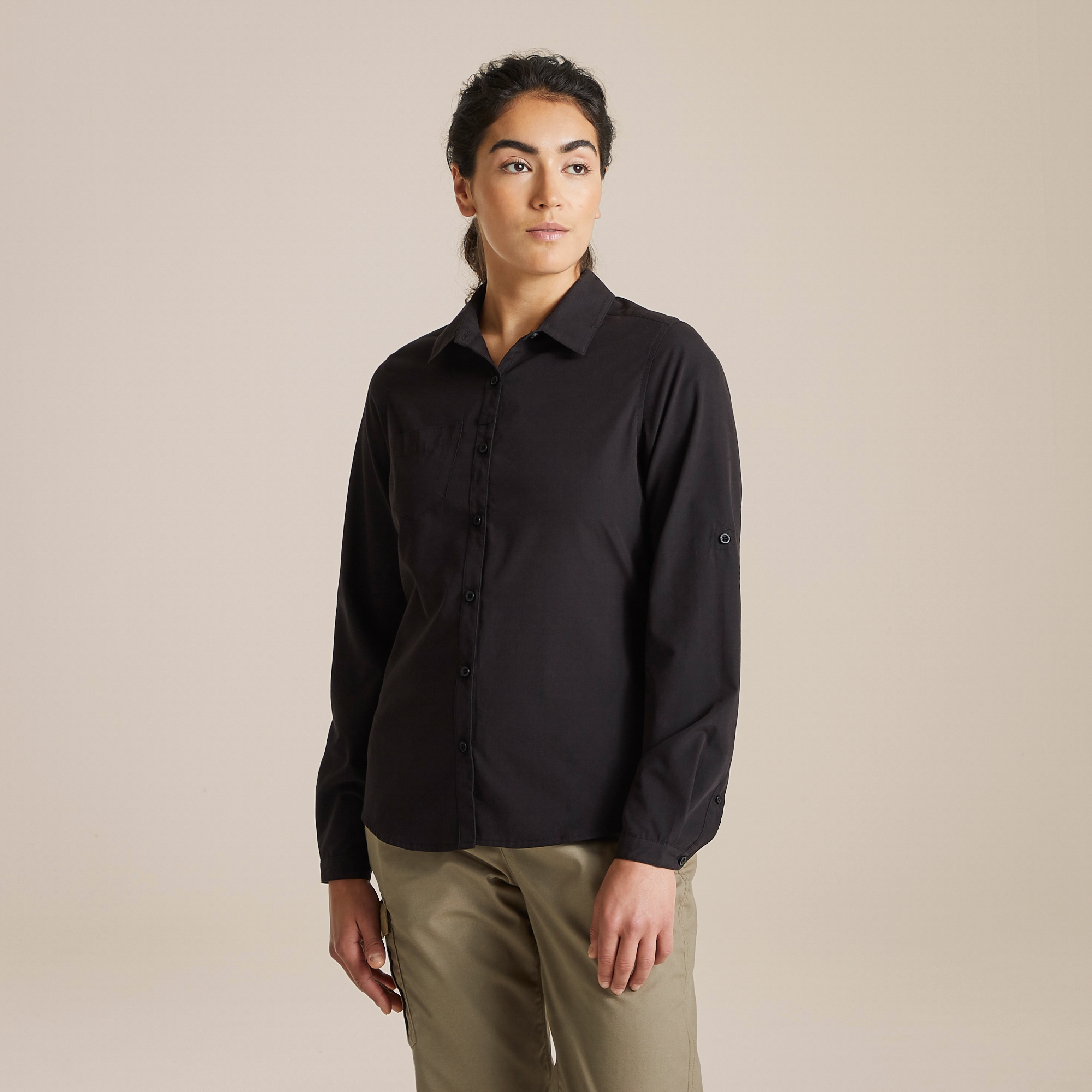 Craghoppers Expert Women's Kiwi Long Sleeved Shirt - Black Size 8