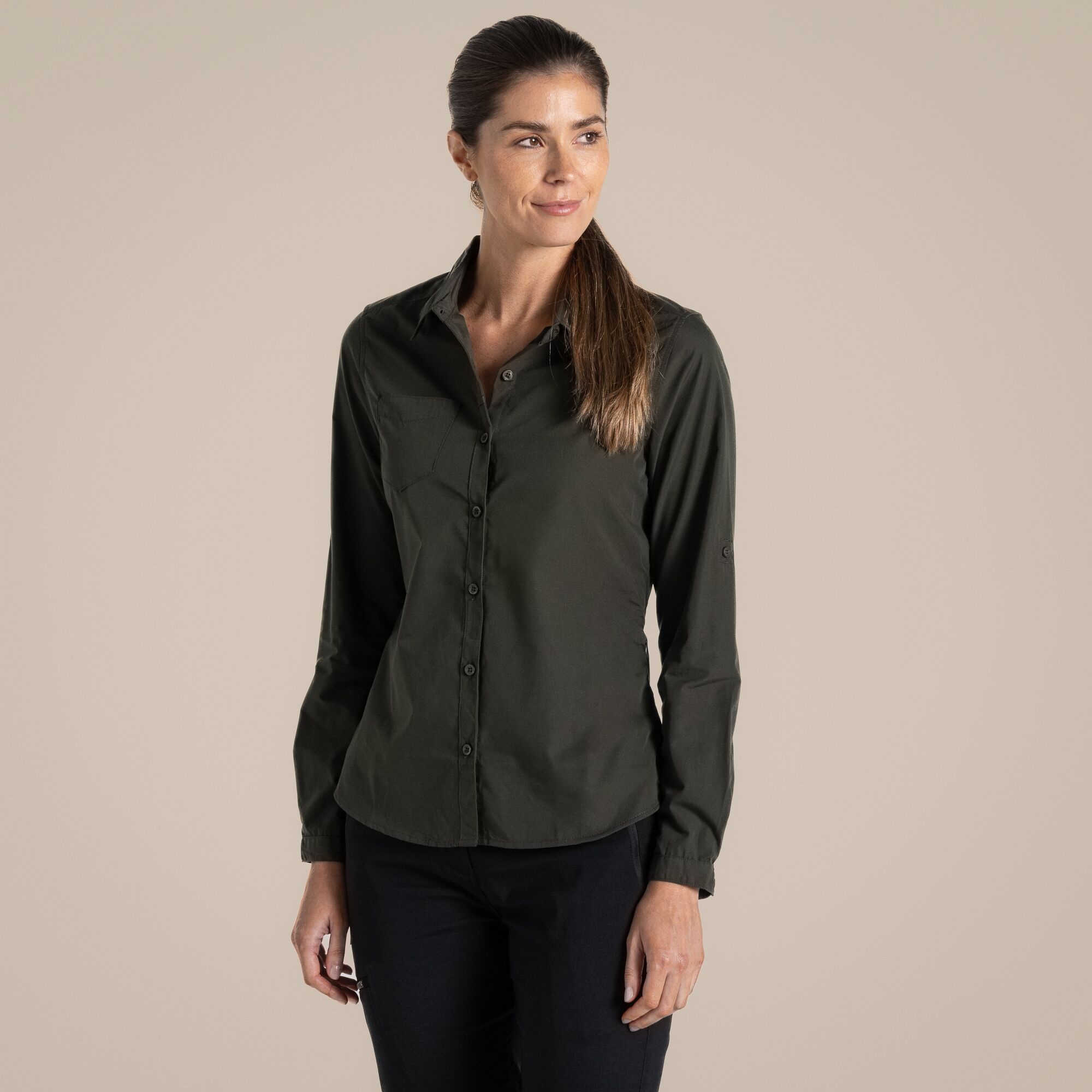 Craghoppers Expert Kiwi Long Sleeved Shirt Size: 18 Women's Green