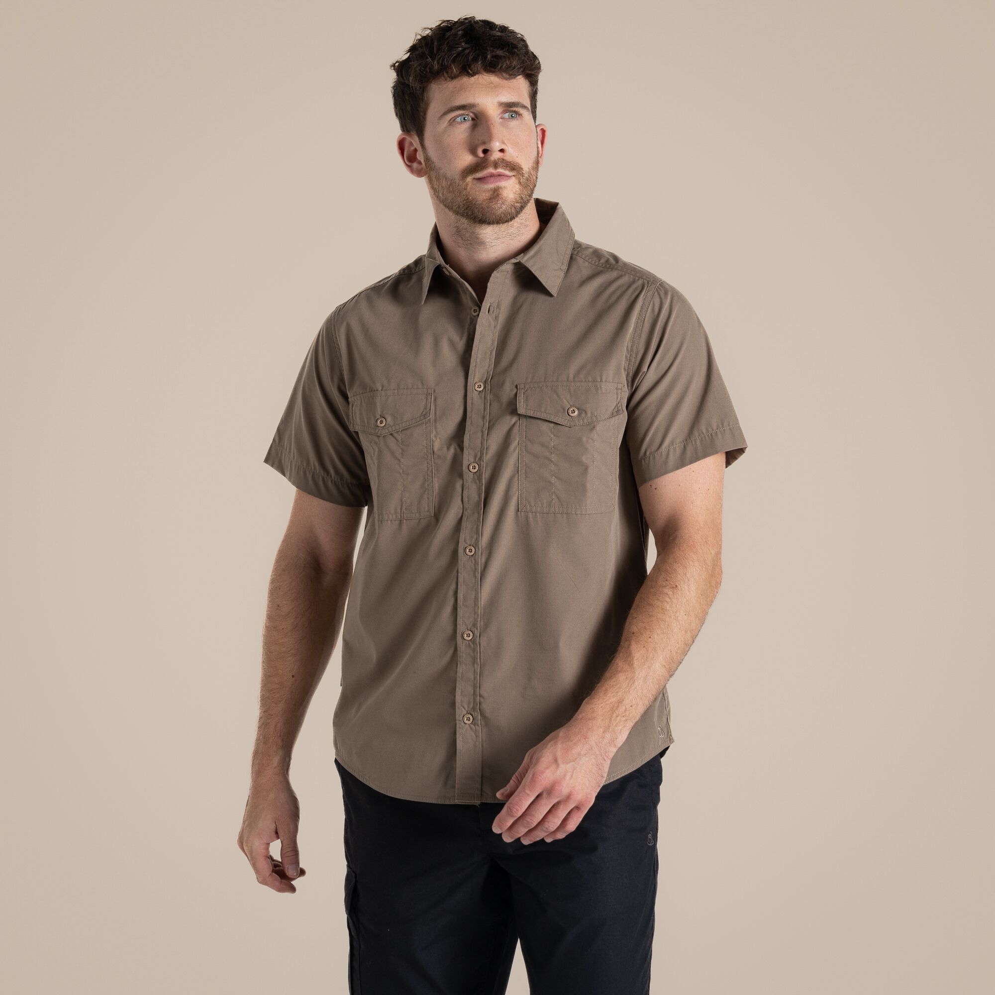 Craghoppers Expert Men's Kiwi Short Sleeved Shirt - Beige Medium