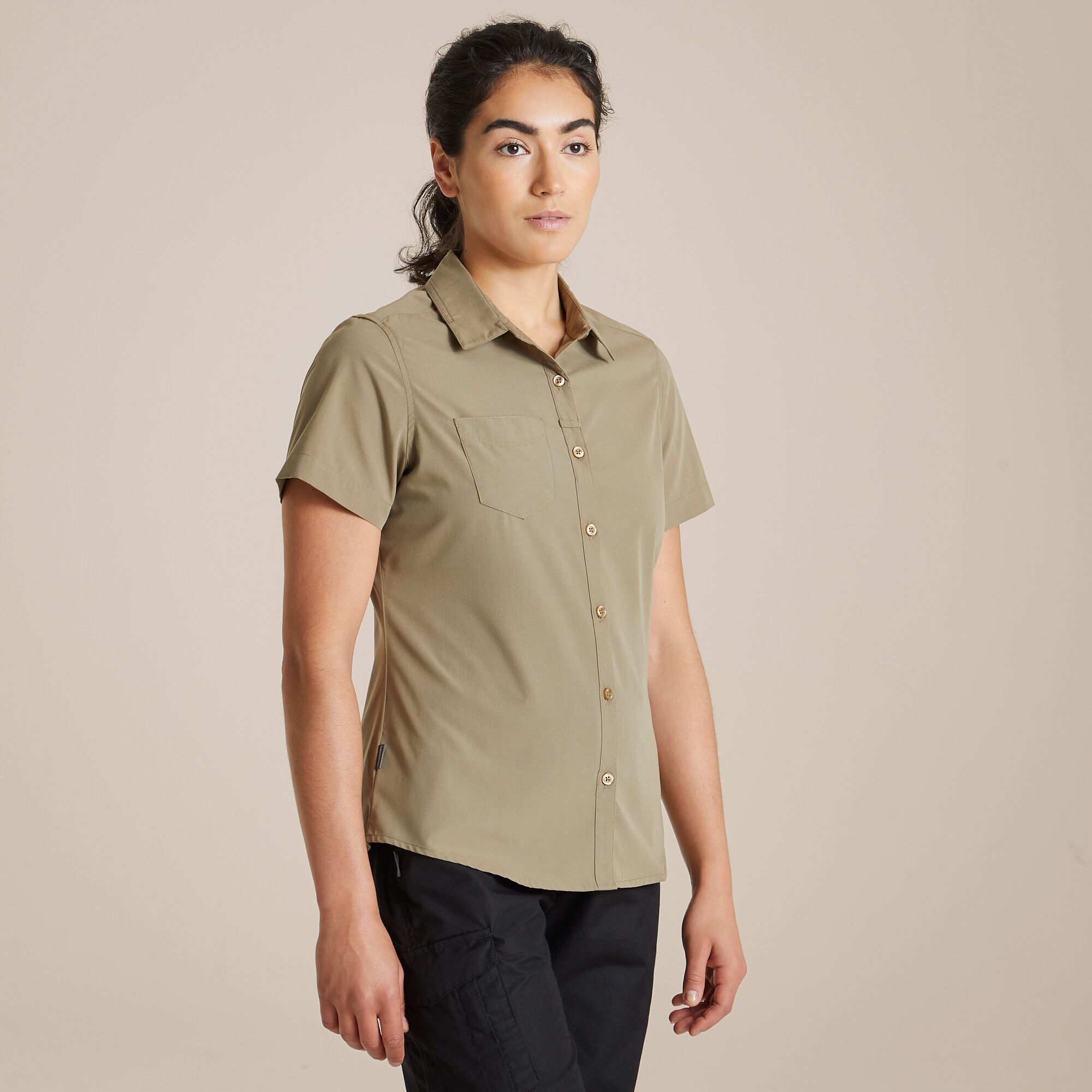 Craghoppers Expert Women's Kiwi Short Sleeved Shirt - Beige Size 8