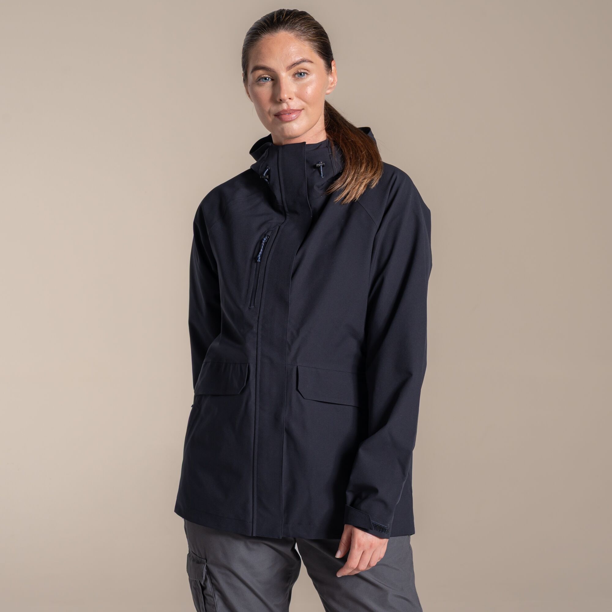 Craghoppers Waterproof Expert Kiwi Pro Stretch Long Jacket Size: 12 Women's Blue