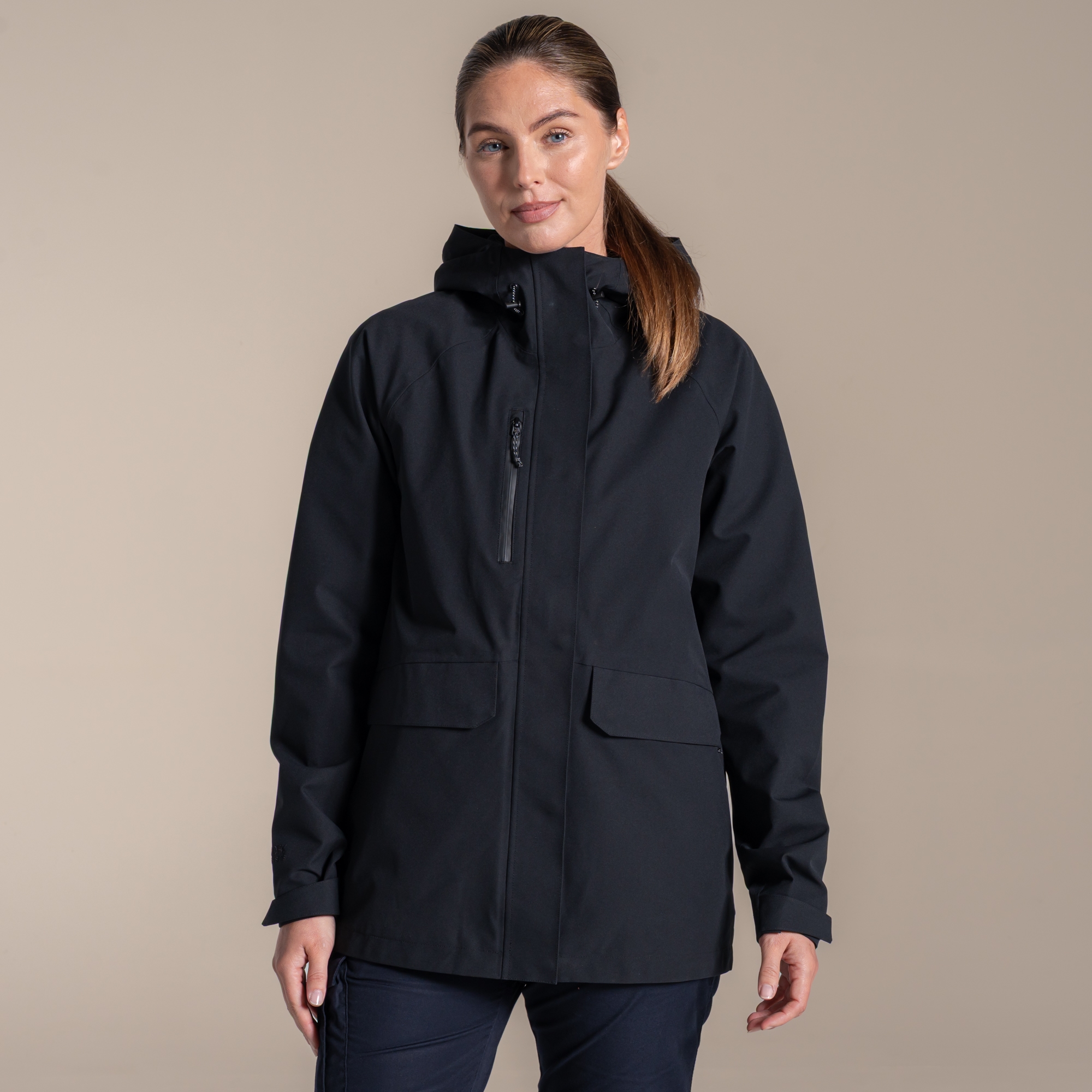 Craghoppers Waterproof Expert Kiwi Pro Stretch Long Jacket Size: 10 Women's Black