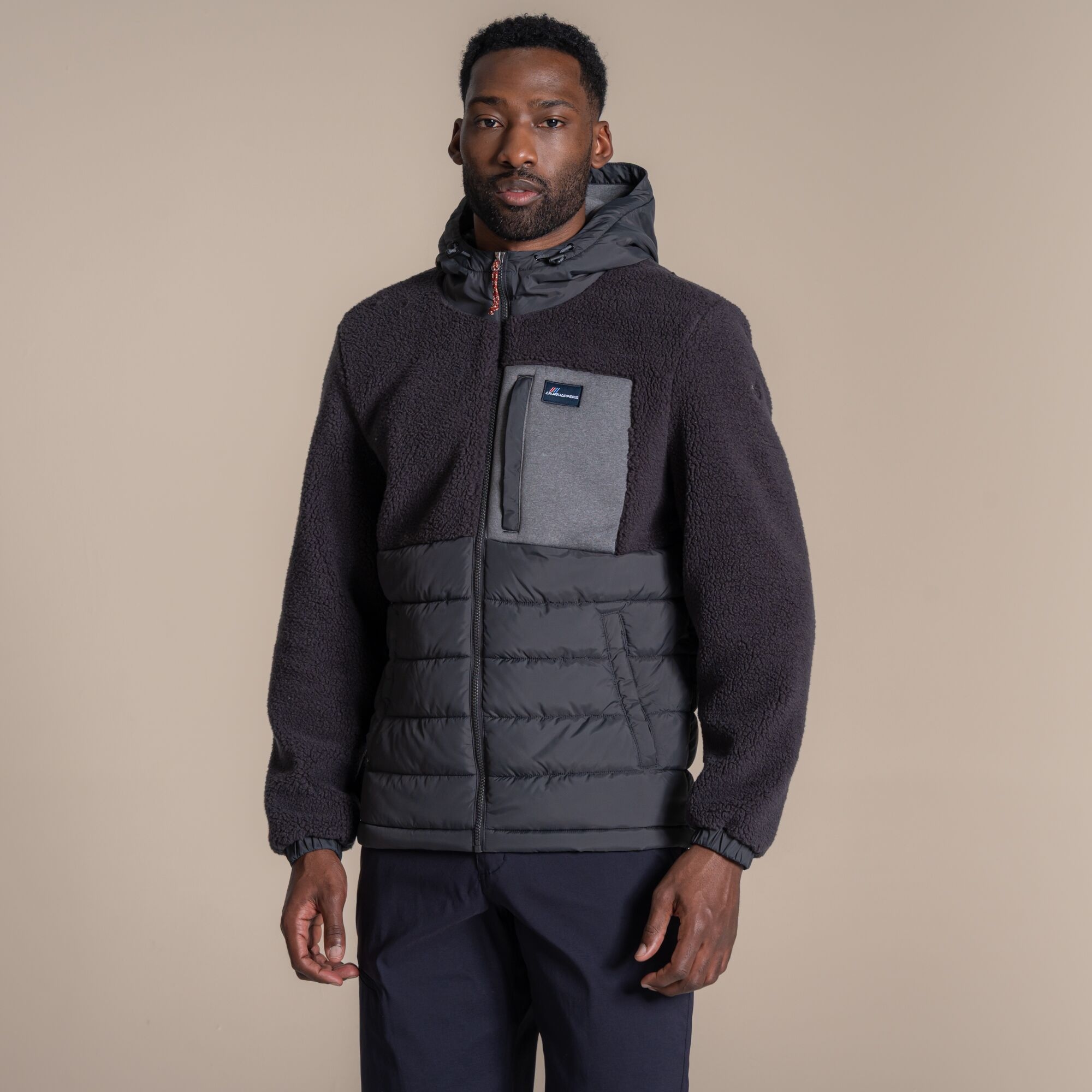 Craghoppers Men's Jakob Hooded Hybrid Jacket - Grey Small