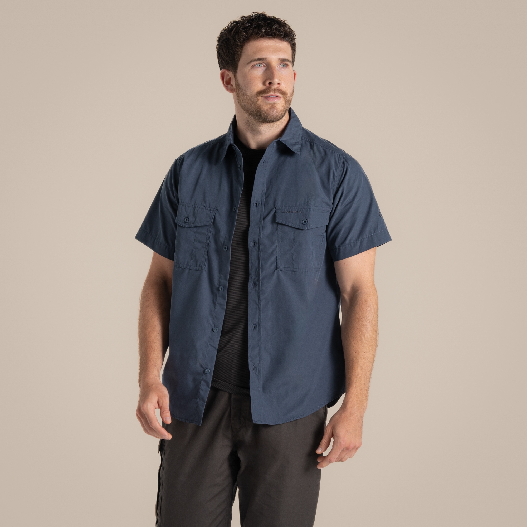 Craghoppers Kiwi Short Sleeved Shirt Size: L Men's Blue