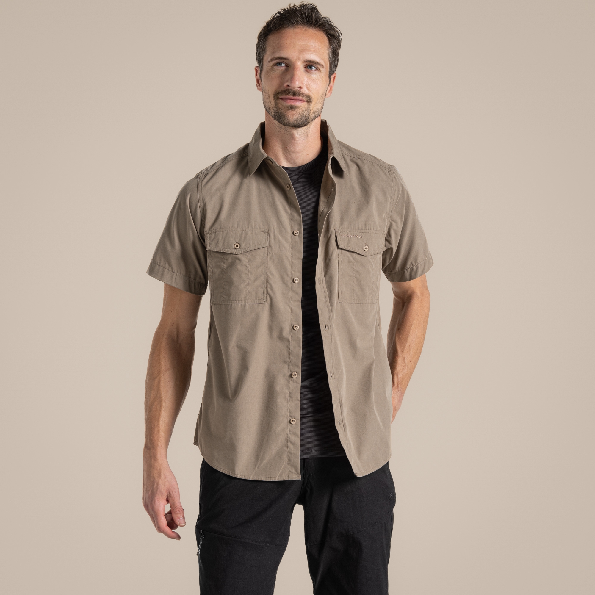 Craghoppers Kiwi Short Sleeved Shirt Size: Xl Men's Beige