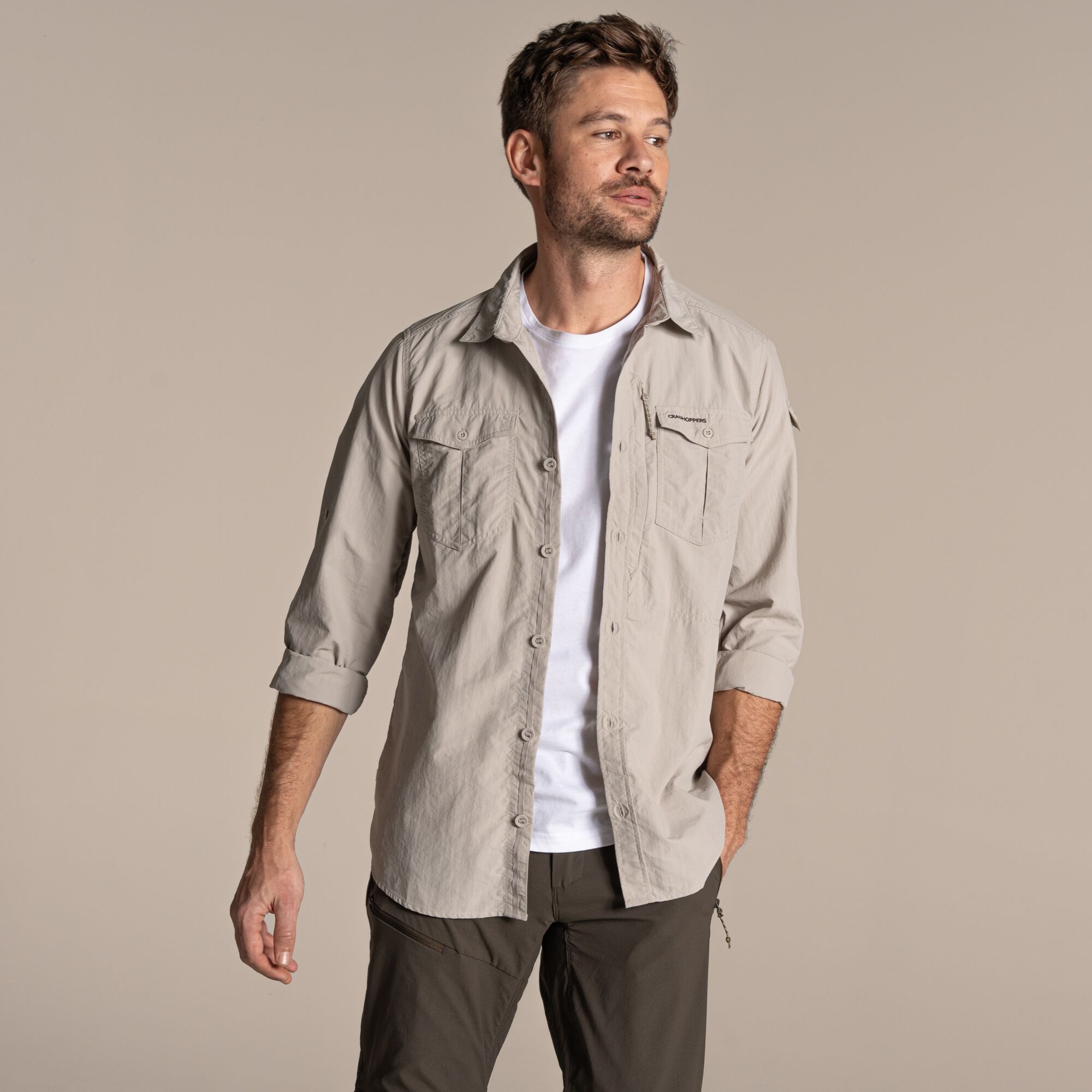 Craghoppers Men's Nosilife Adventure Long Sleeved Shirt Iii - Beige Medium