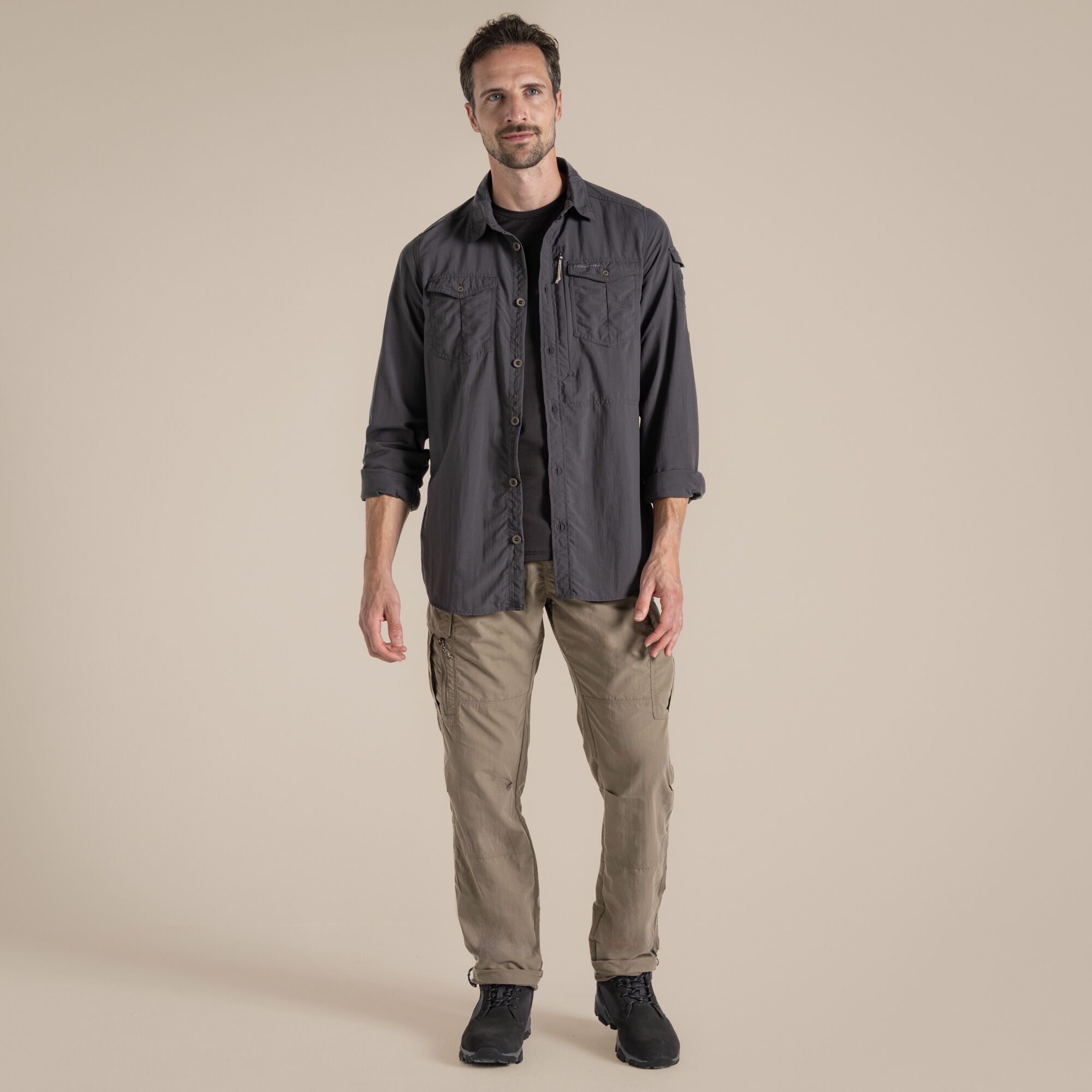 Craghoppers Men's Nosilife Adventure Long Sleeved Shirt Iii - Black Xxxl