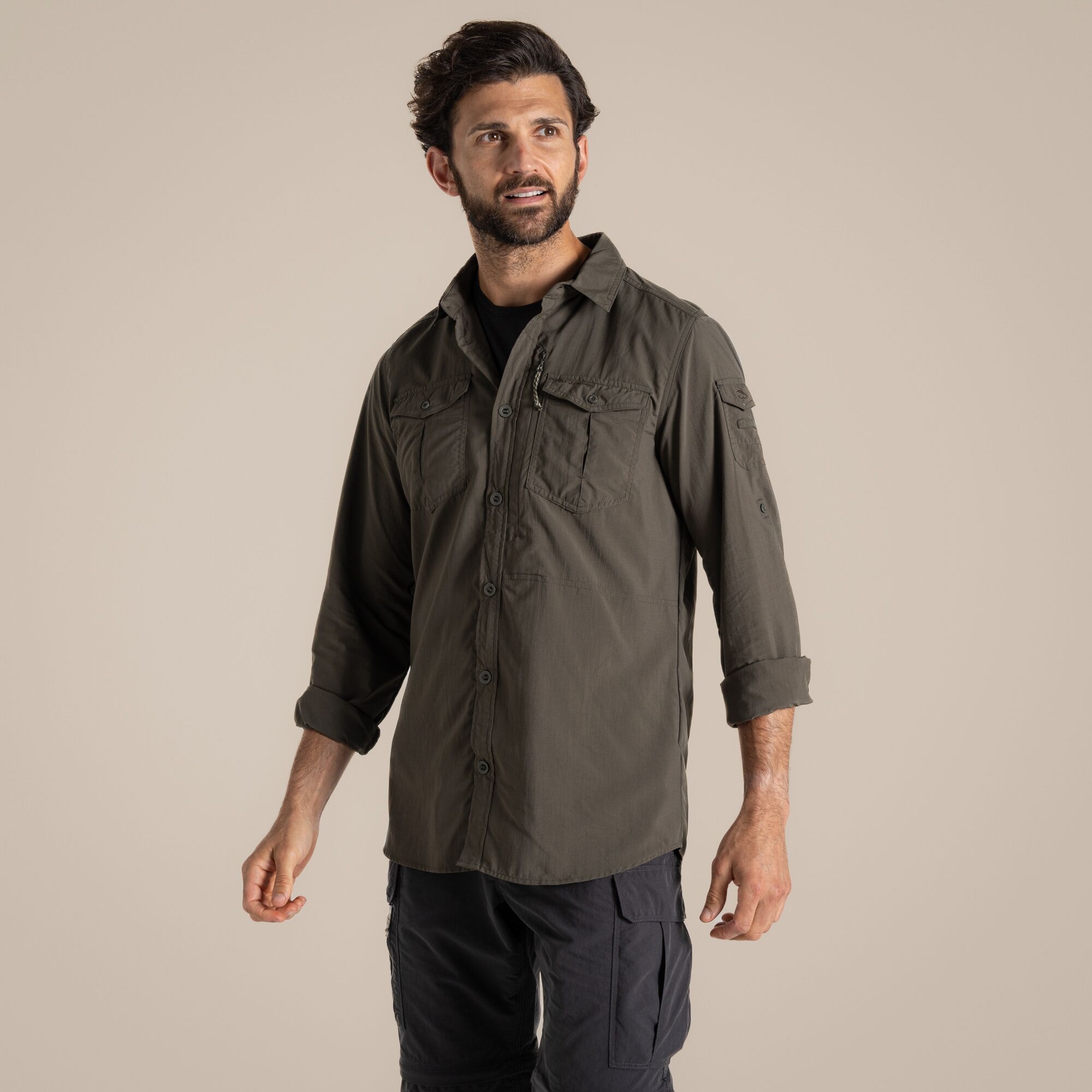 Craghoppers NosiLife Adventure III Long Sleeve Shirt for Men, Green Size M, Moisture Wicking Ripstop UV Protective Hiking Top - Image 3