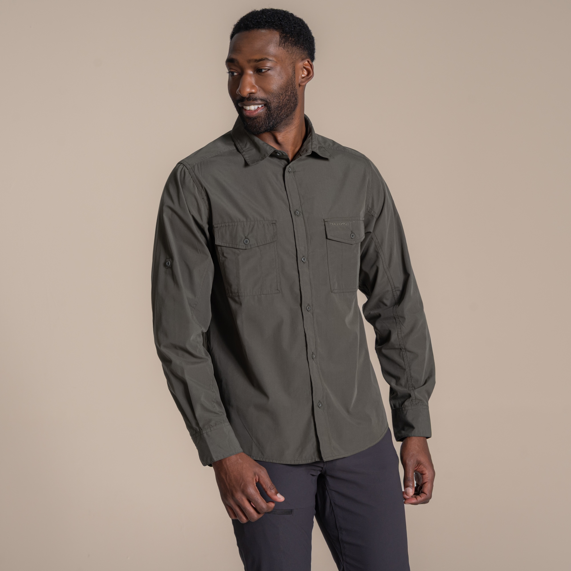 Craghoppers Kiwi Ii Long Sleeved Shirt Size: L Men's Green