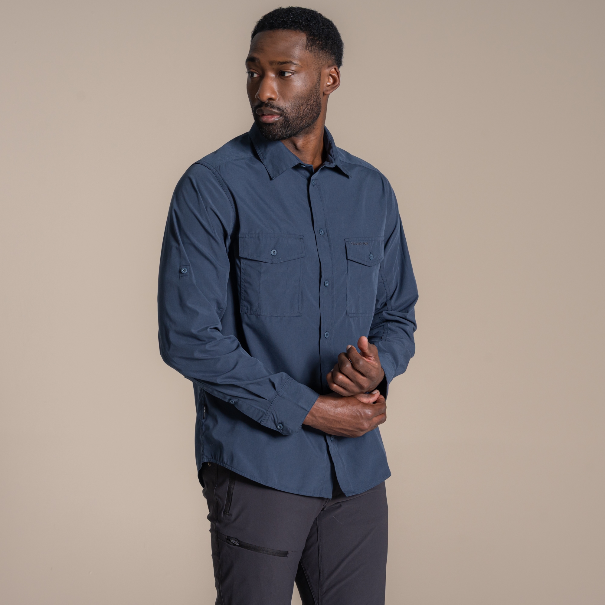 Craghoppers Kiwi Ii Long Sleeved Shirt Size: Xl Men's Blue