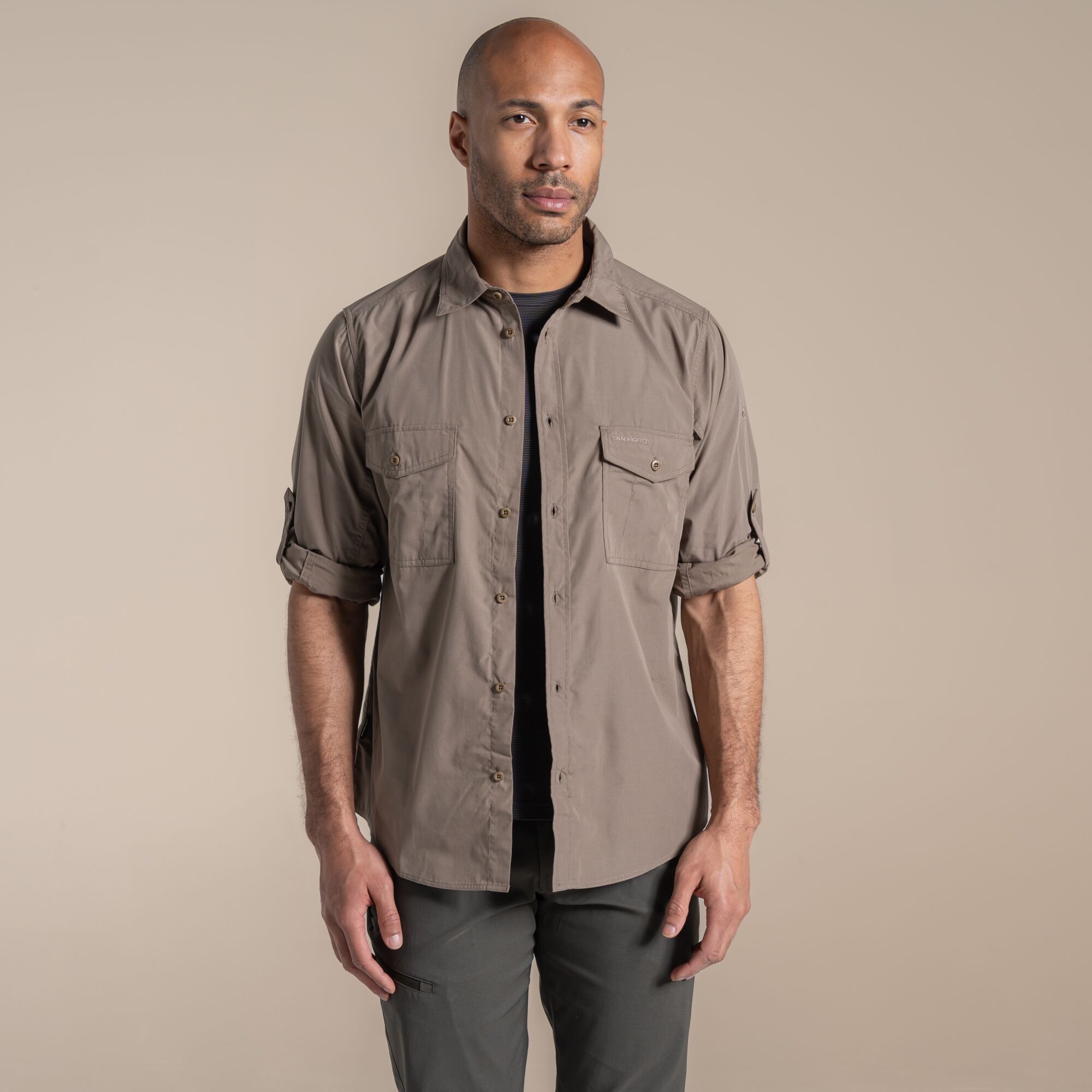 Craghoppers Men's Kiwi Ii Long Sleeved Shirt - Beige Large