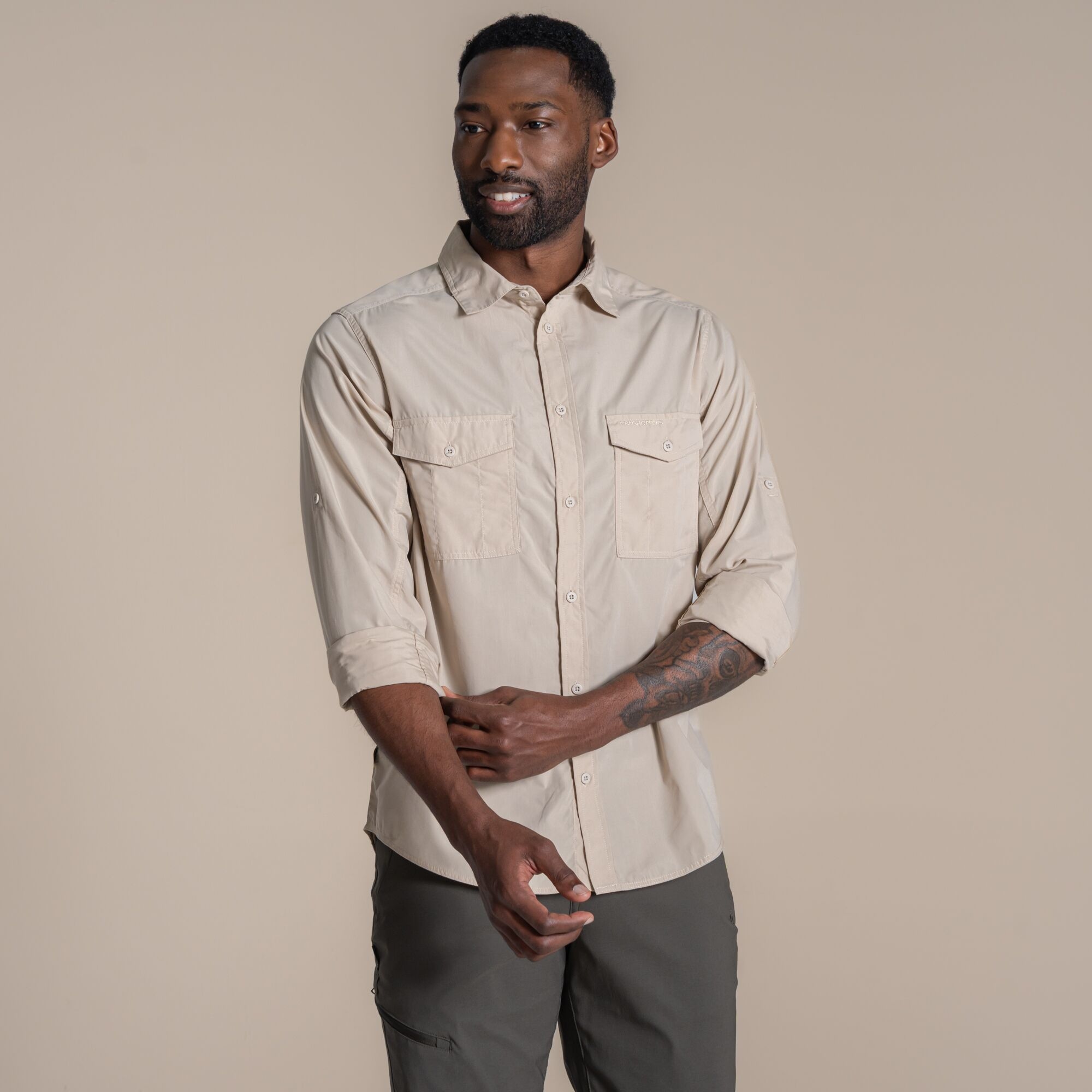 Craghoppers Kiwi Ii Long Sleeved Shirt Size: L Men's Beige