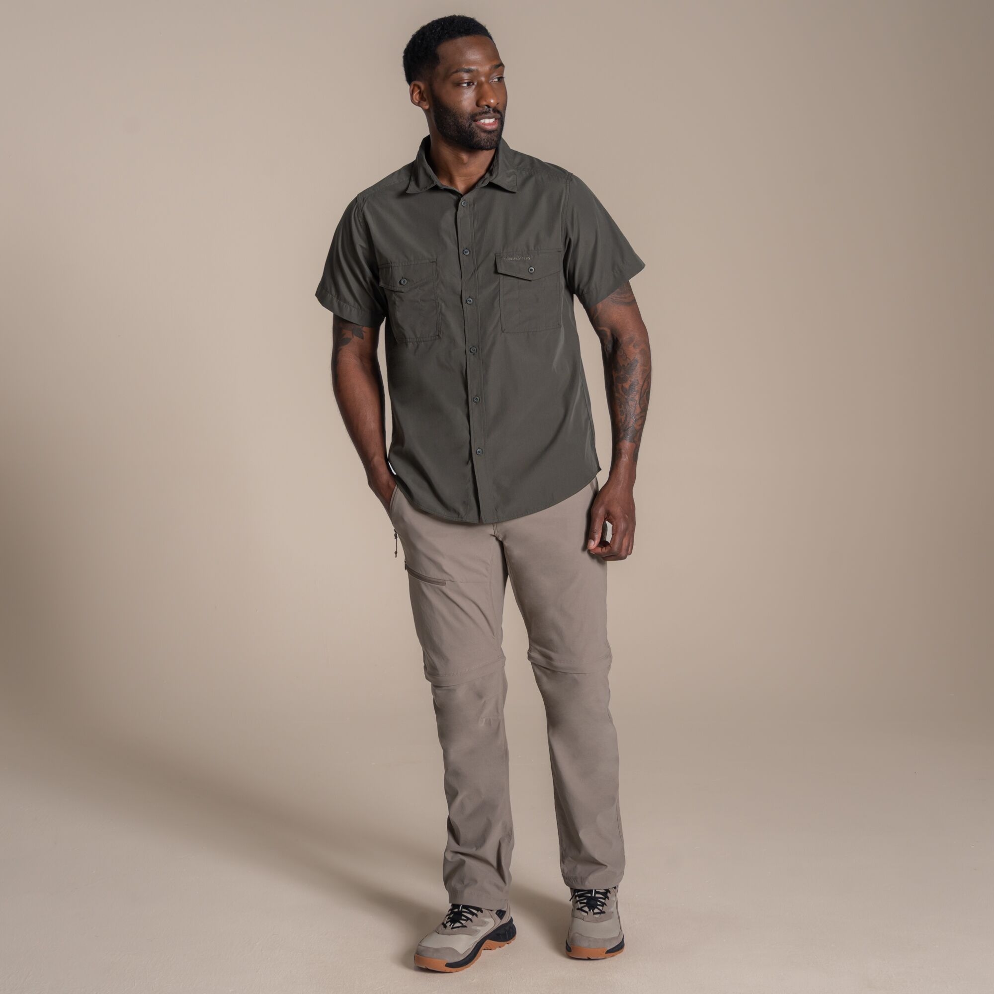 Craghoppers Kiwi Ii Short Sleeved Shirt Size: L Men's Green