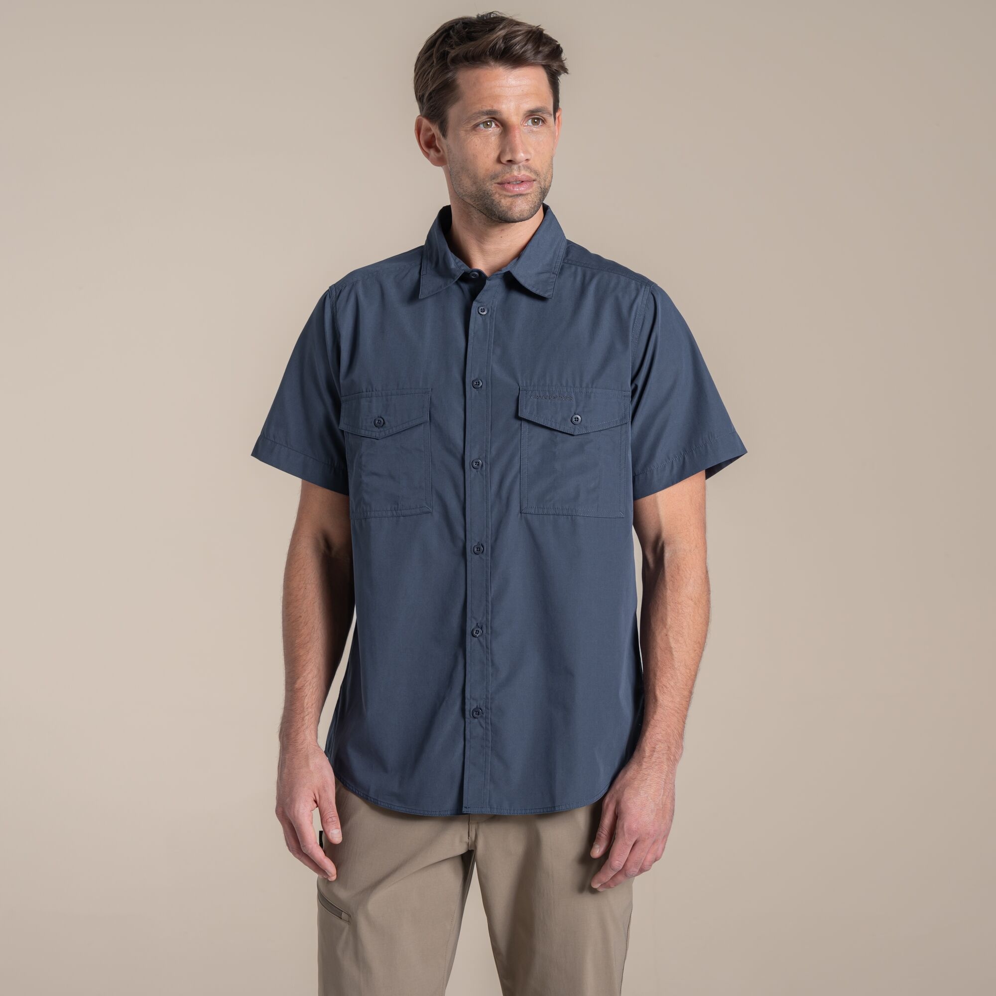 Craghoppers Men's Kiwi Ii Short Sleeved Shirt - Blue Medium