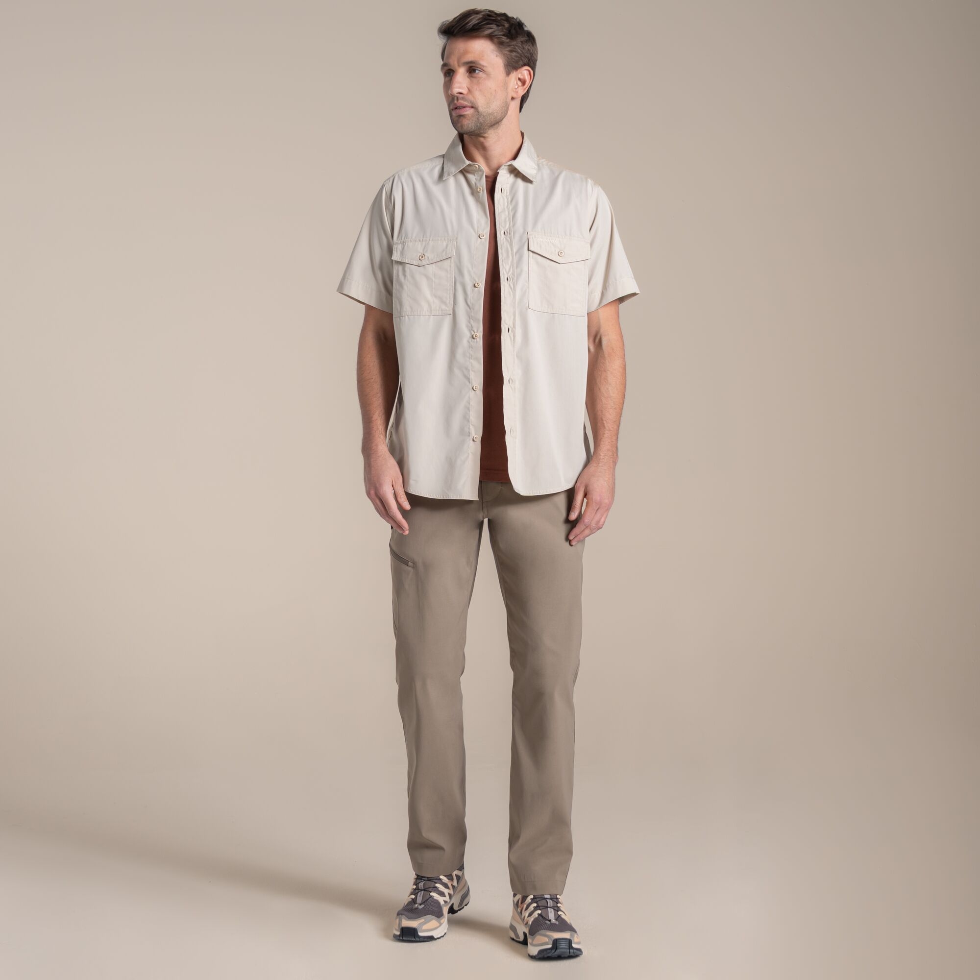 Craghoppers Kiwi Ii Short Sleeved Shirt Size: Xl Men's Beige