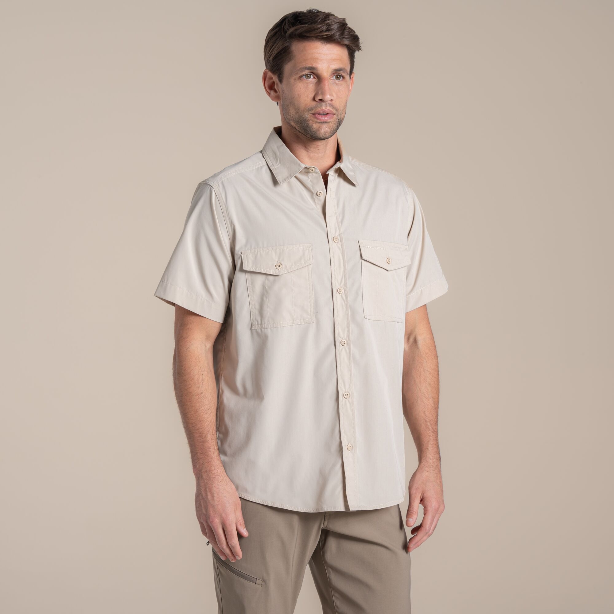 Craghoppers Kiwi Ii Short Sleeved Shirt Size: L Men's Beige