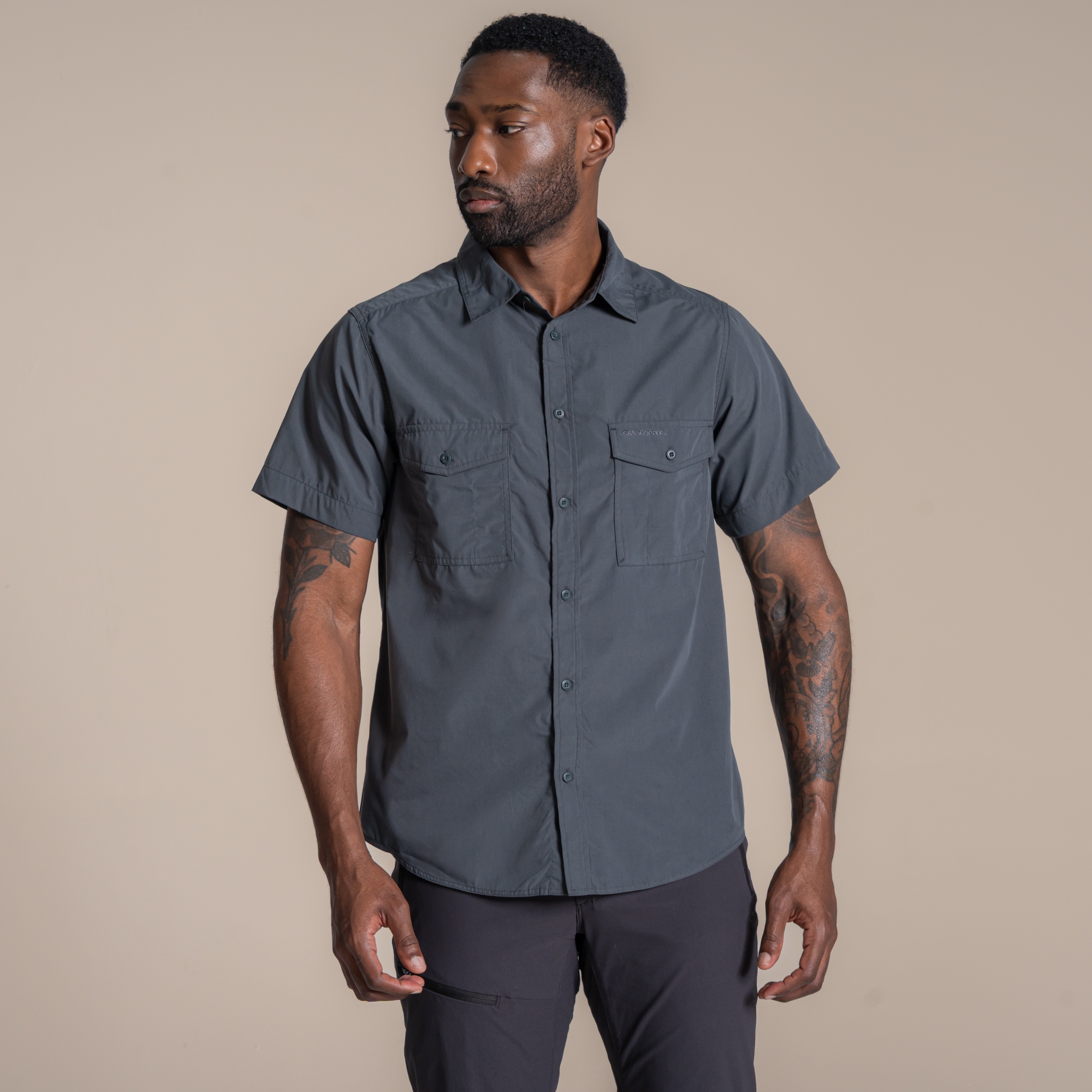 Craghoppers Kiwi Ii Short Sleeved Shirt Size: Xxl Men's Grey