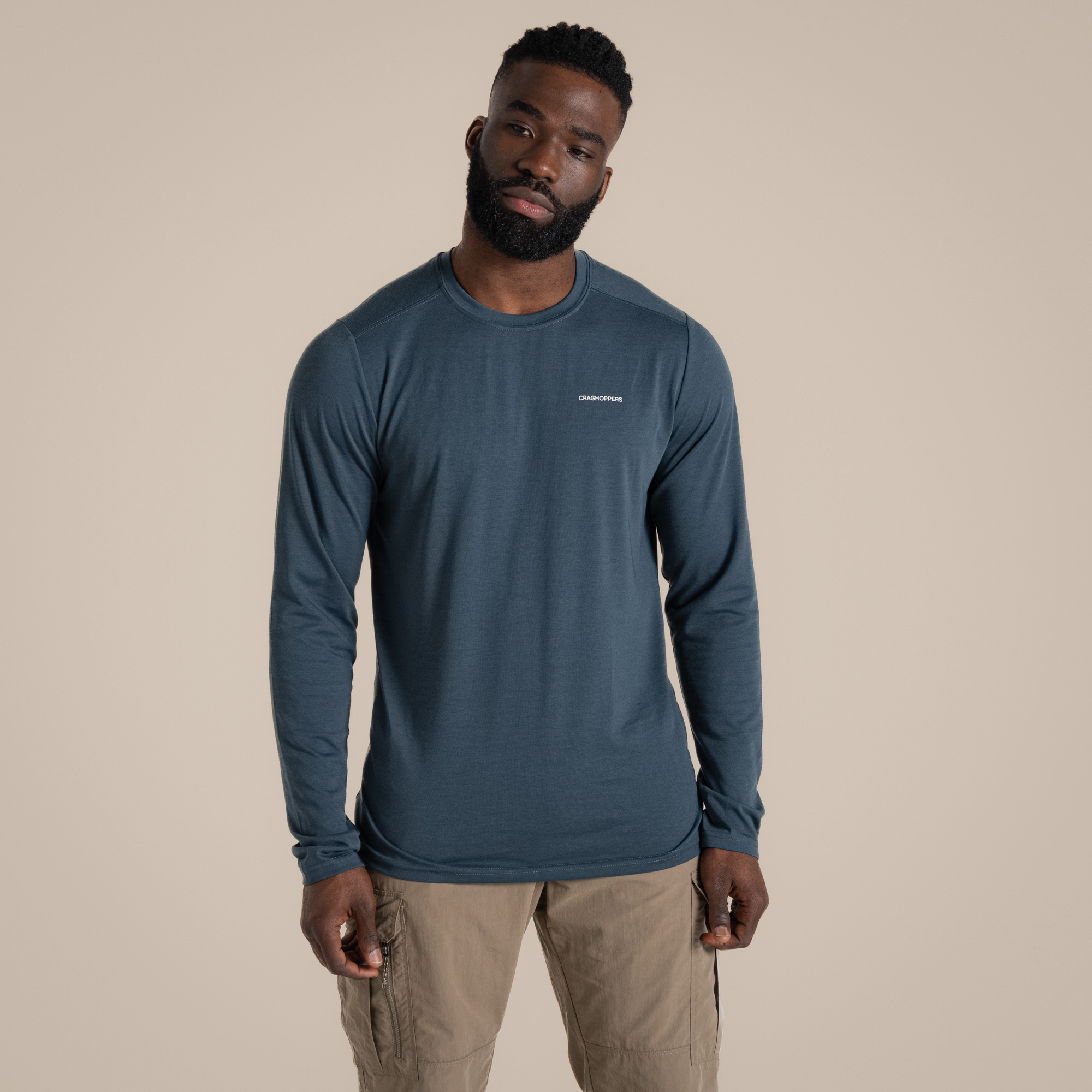 Craghoppers Men's Nosilife Abel Long Sleeved T-Shirt - Blue Large