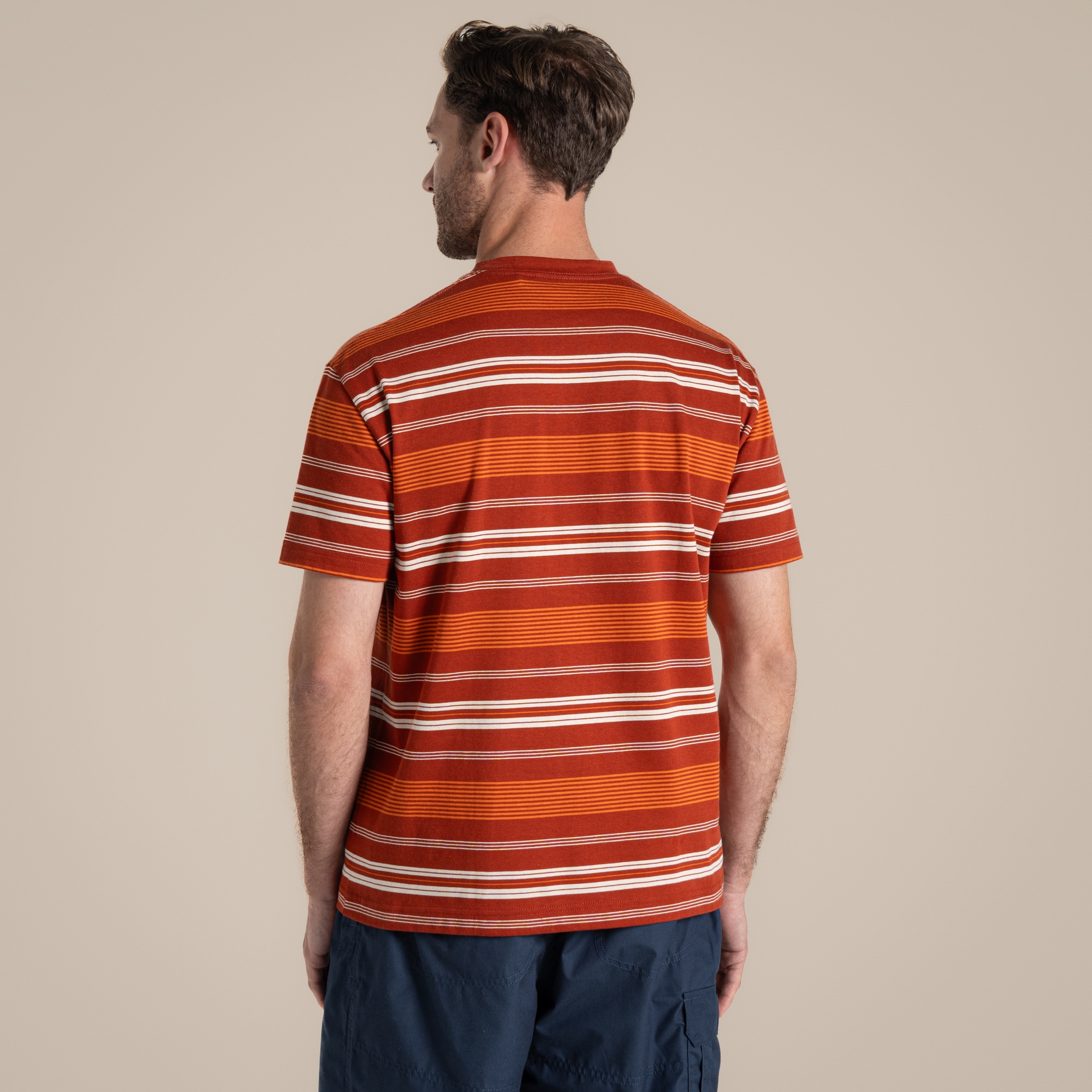 Craghoppers Mens Pointer Short Sleeved T-shirt Red Beach Stripe, Size: S
