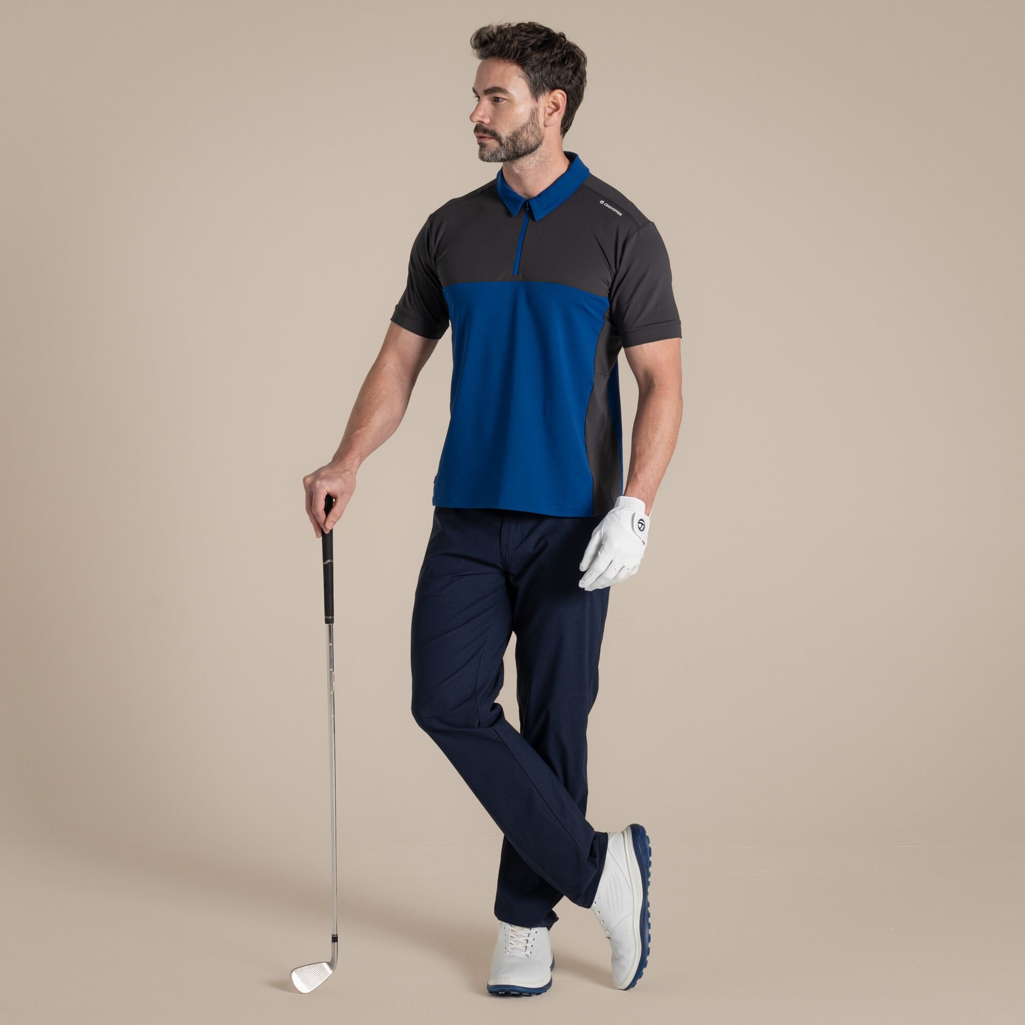 Craghoppers Nosilife Avro Golf Short Sleeved Polo Top Size: Xl Men's Navy