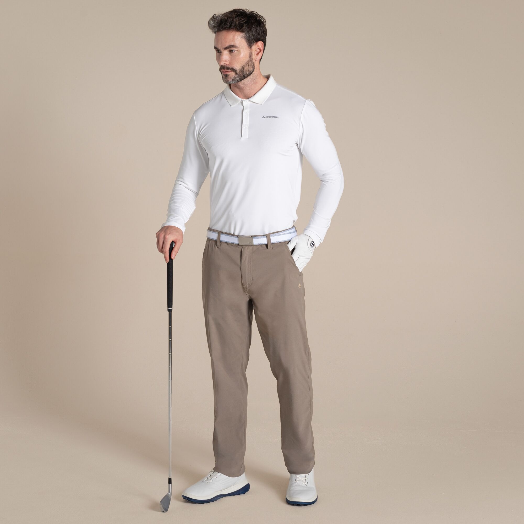 Craghoppers Nosilife Bramshaw Golf Long Sleeved Polo Top Size: Xl Men's White