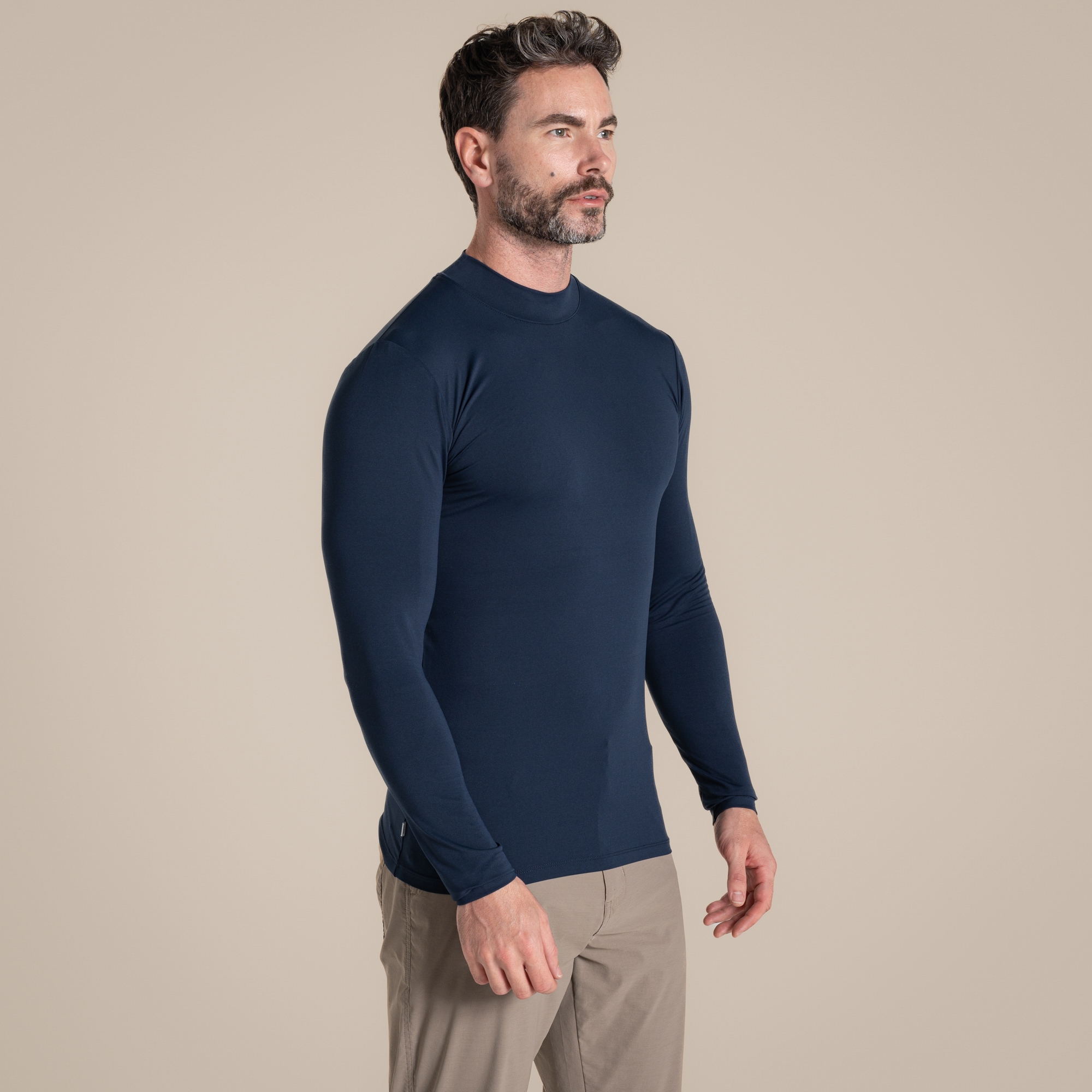 Craghoppers Nosilife Golf Long Sleeved Mock Neck Top Size: L Men's Navy