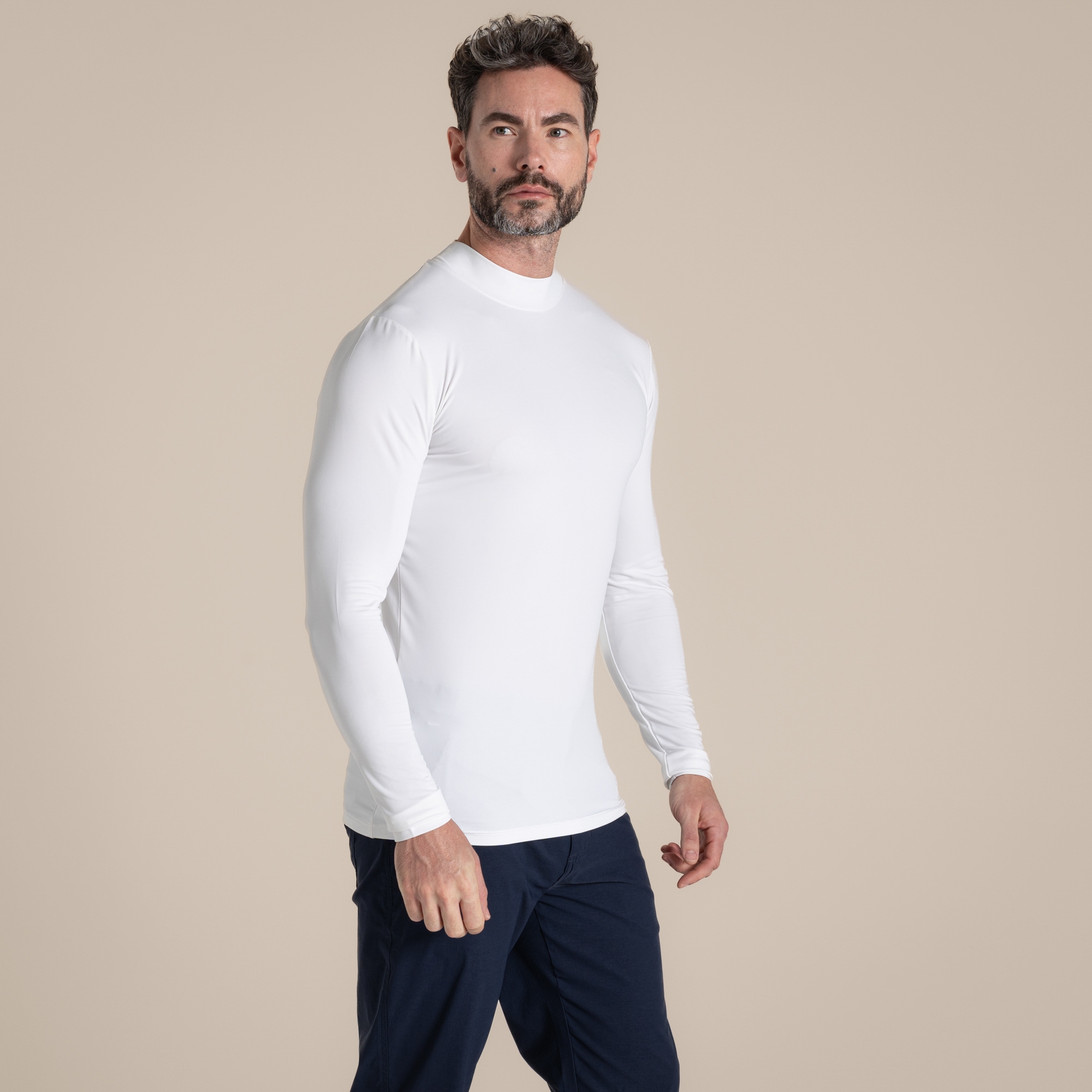Craghoppers Men's Nosilife Golf Long Sleeved Mock Neck Top - White Large