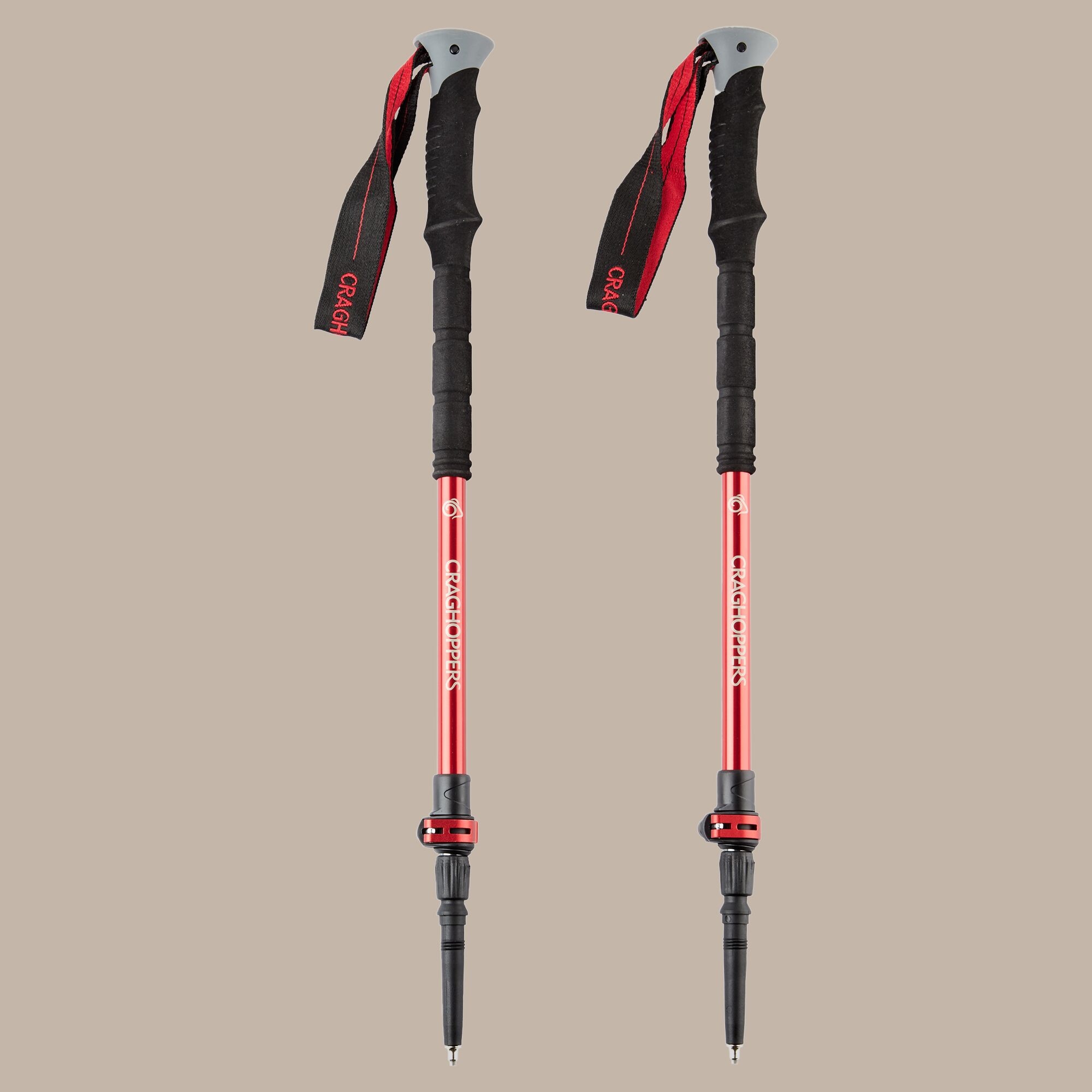 Craghoppers Venture Antishock Walking Poles Size: Single Unisex Red