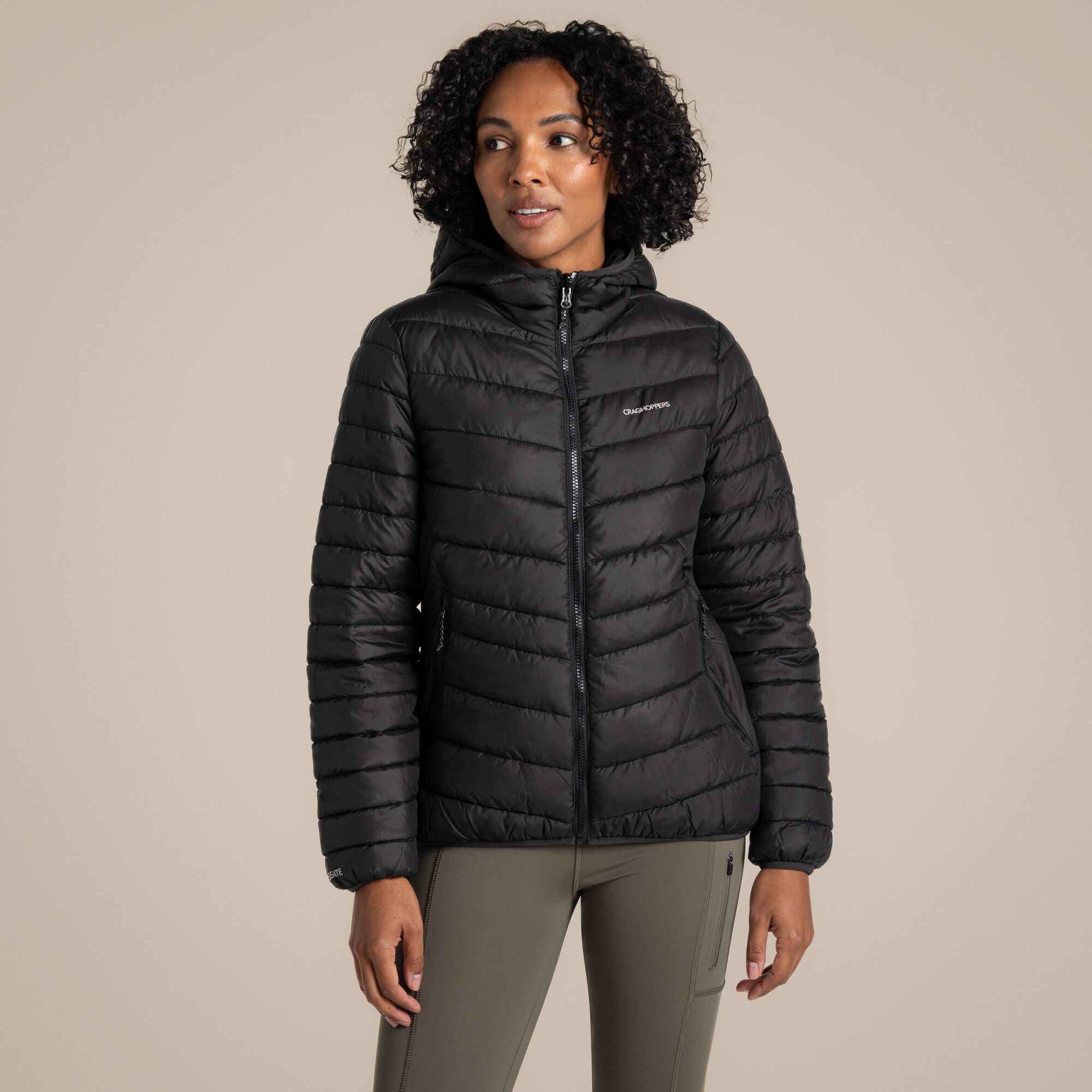 Craghoppers Women's Black Compresslite Ix Hooded Water Repellent Insulating Jacket In | : Size 20 - Image 2