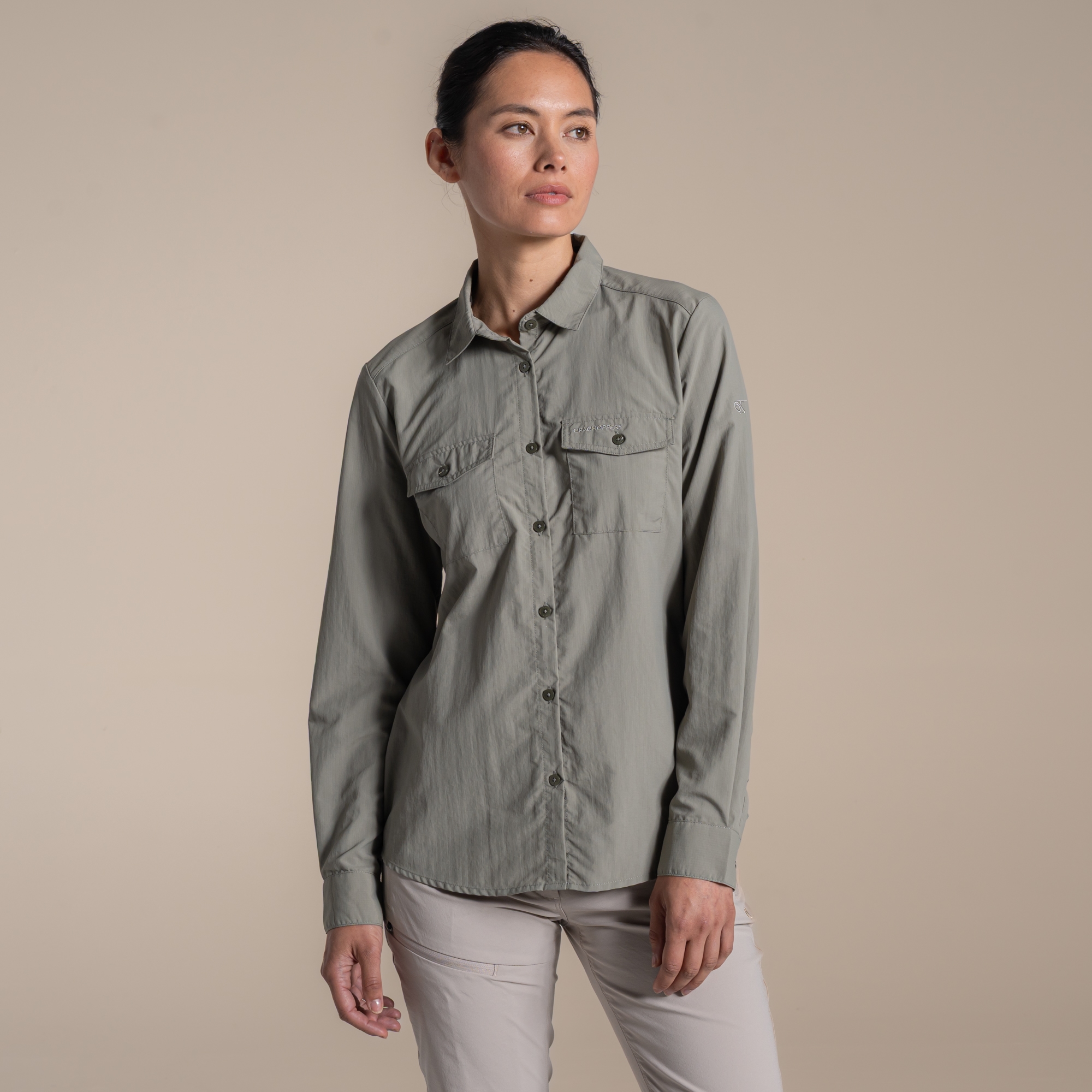 Craghoppers Nosilife Loukkos Long Sleeved Shirt Size: 16 Women's Green