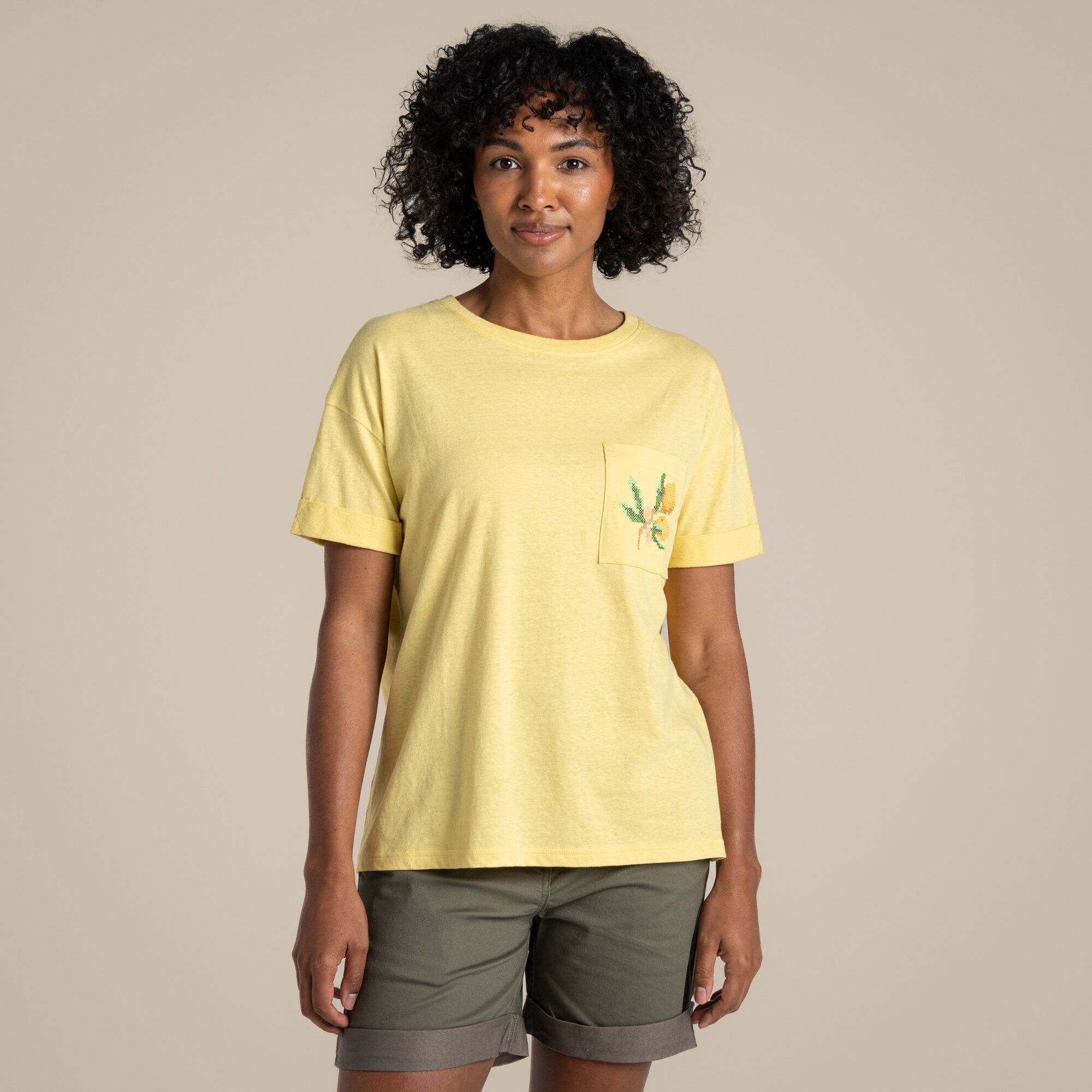 Craghoppers Women's Maya Short Sleeved T-Shirt - Yellow Size 18