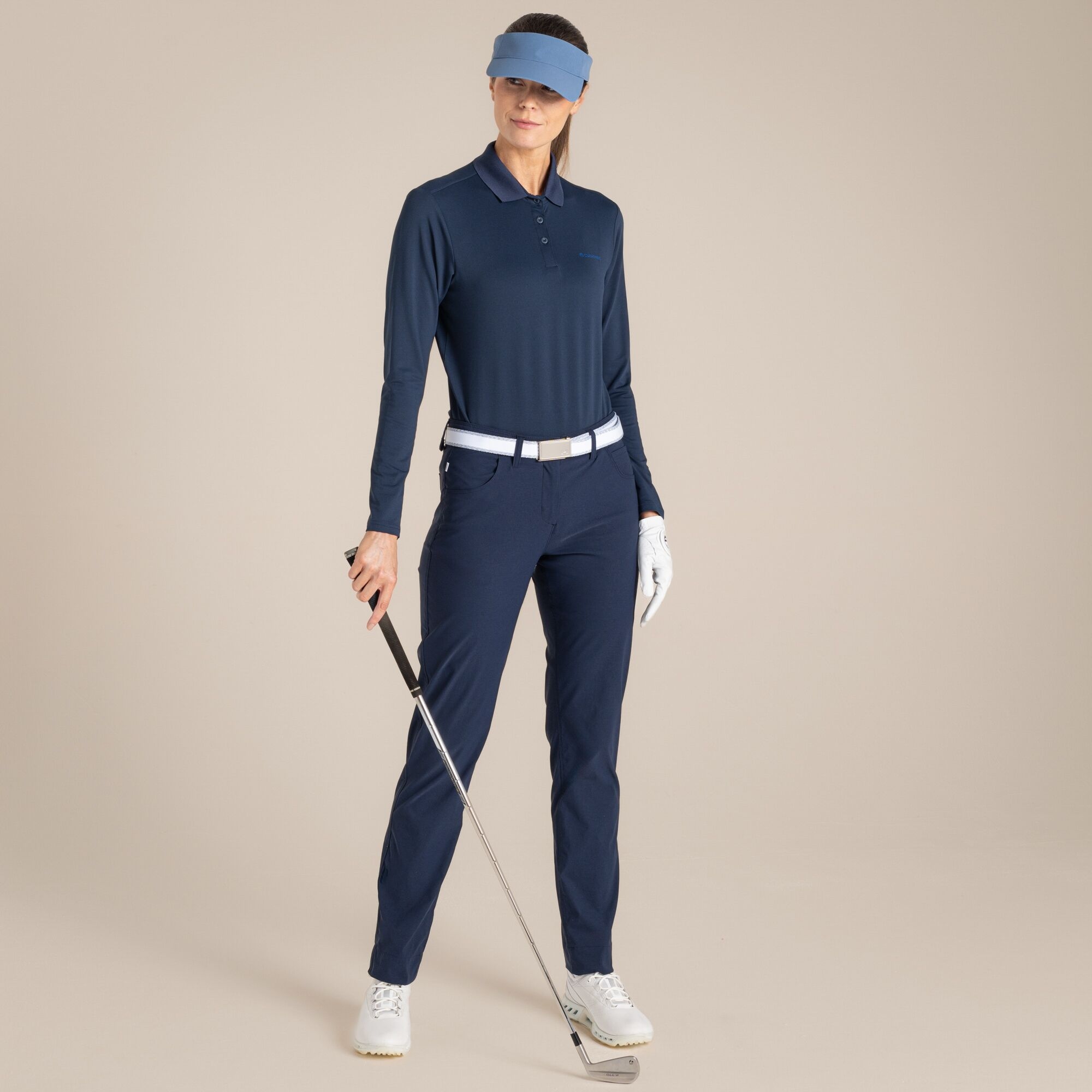 Craghoppers Nosilife Thornbury Golf Long Sleeved Polo Top Size: 8 Women's Navy