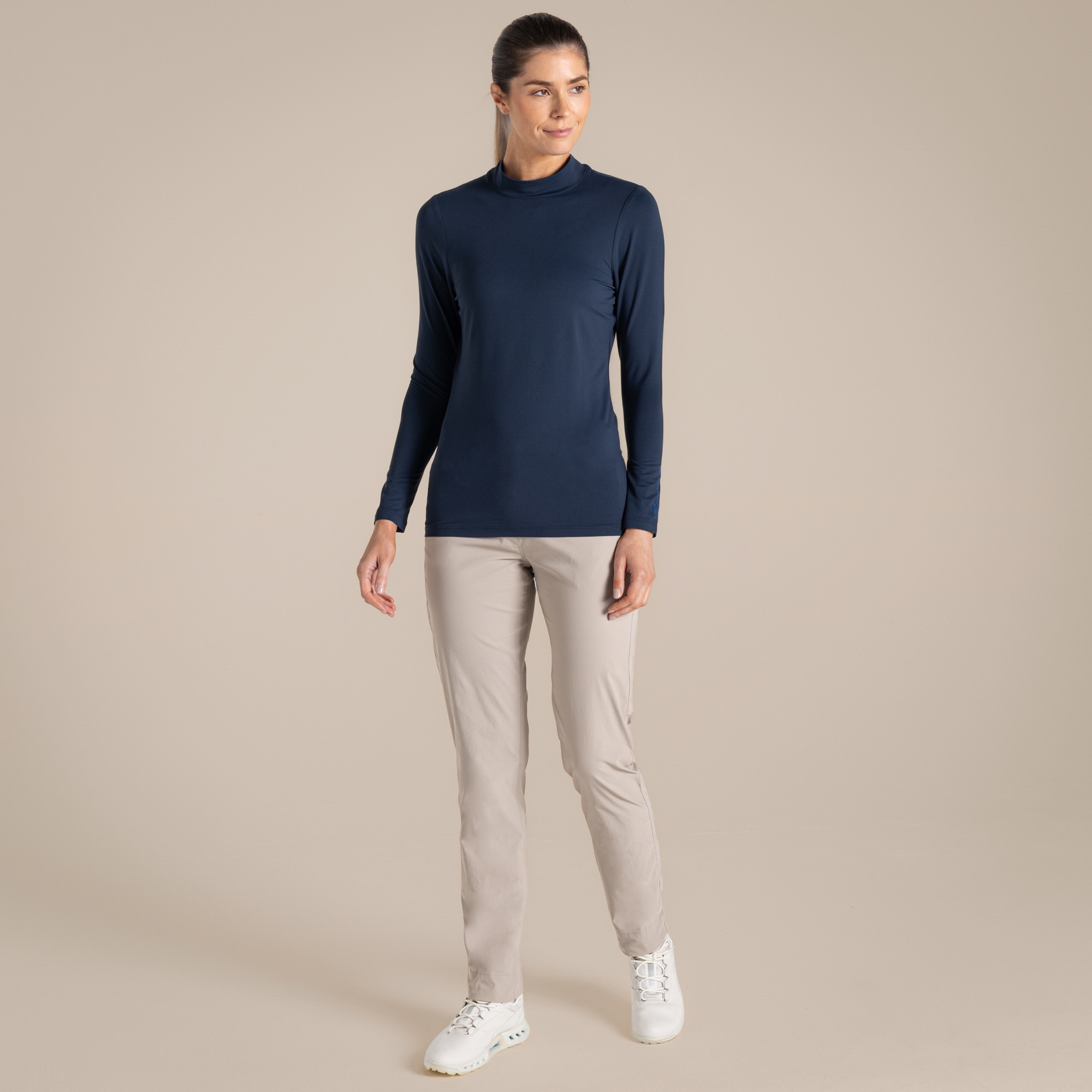 Craghoppers Women's Nosilife Golf Long Sleeved Mock Neck Top - Navy Size 14