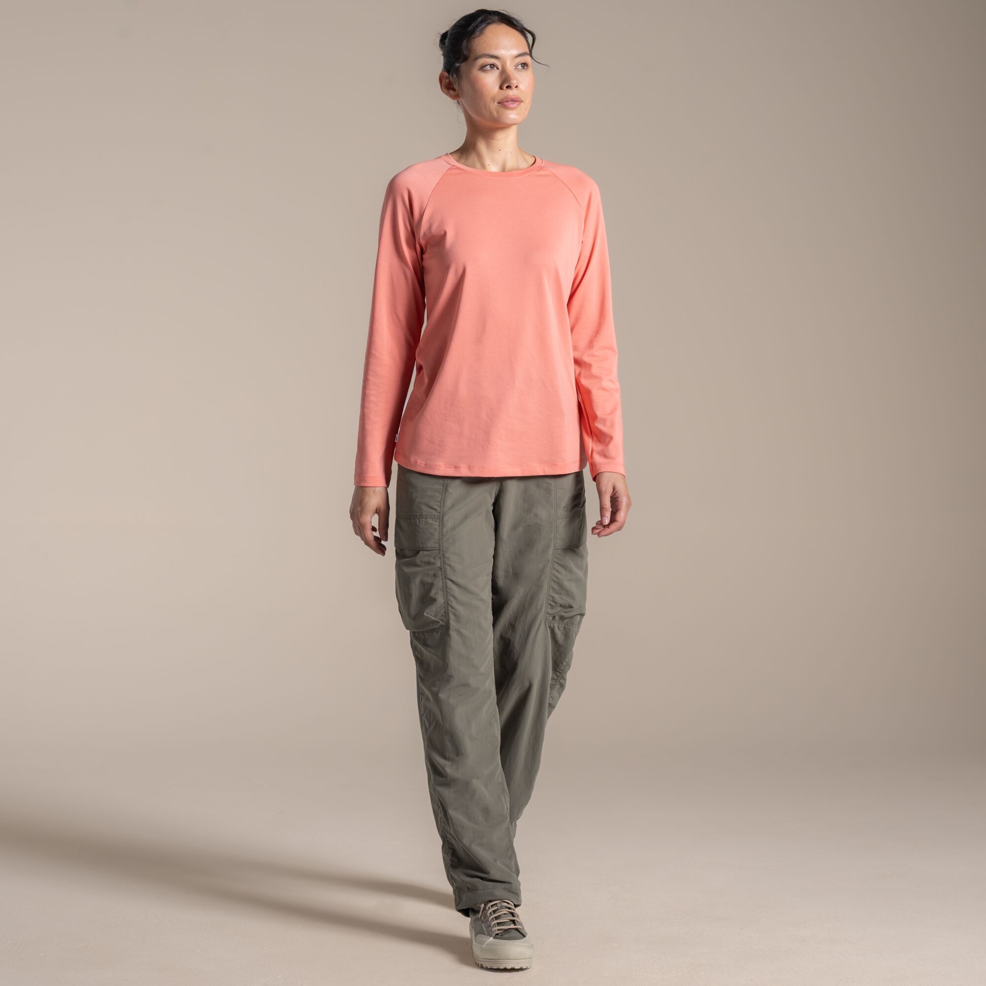 Craghoppers Women's Nosilife Nour Long Sleeved T-Shirt - Orange Size 18