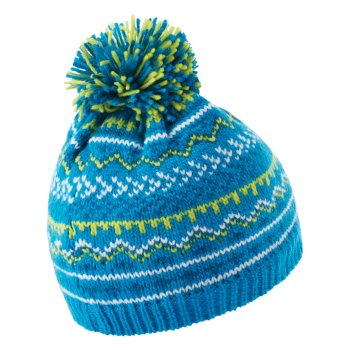 Dare 2b - Boys' Buzzer Fleece Lined Knit Bobble Beanie Methyl Blue Petrol Blue Space Grey