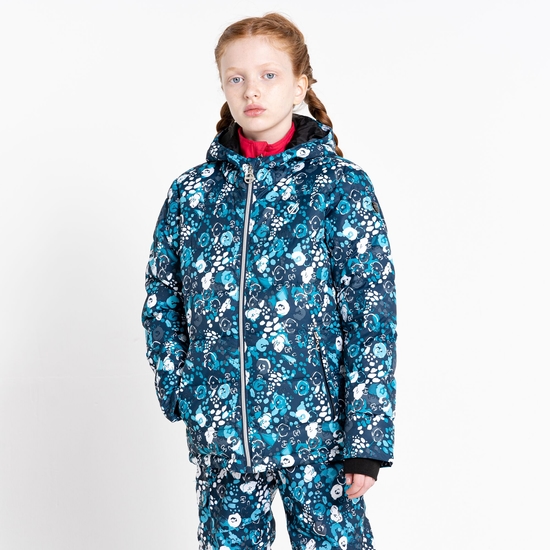 Dare 2b - Girls' Verdict Waterproof Insulated Ski Jacket Blue Floral Print