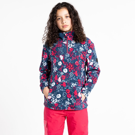 Dare 2b - Kids' Cushy Half Zip Fleece Pink Floral Print