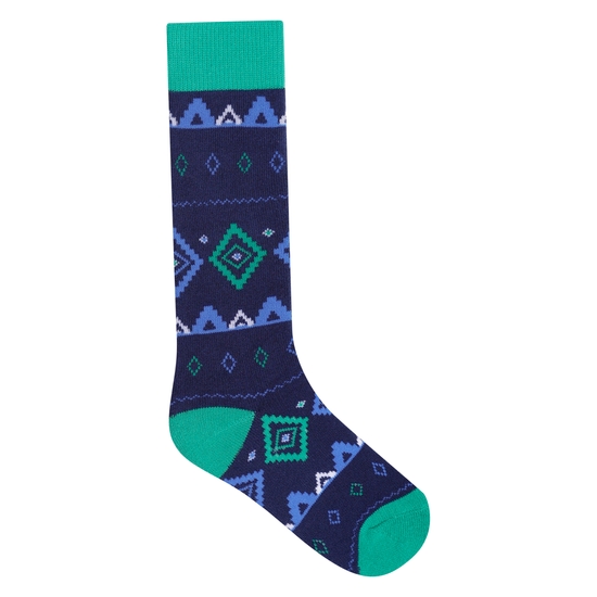 Kids' Printed Ski Socks Vivid Green