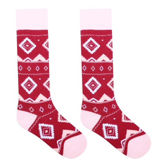 Dare 2b - Kids' Printed Ski Socks Berry Pink Rose