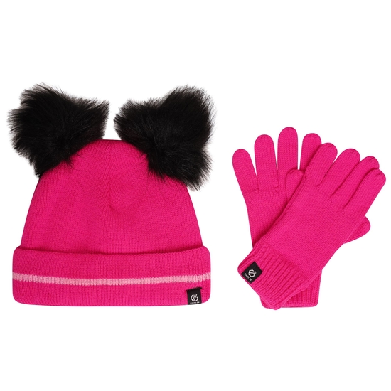 Dare 2b - Dziecięcy zestaw czapka i rękawiczki Brighten Różowy