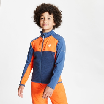 Dare 2b - Kids' Except Full Zip Lightweight Core Stretch Midlayer Blaze Orange Dark Denim
