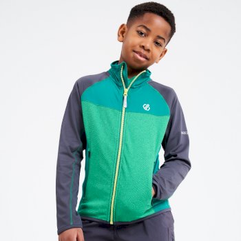 Dare 2b - Kids' Except Full Zip Lightweight Core Stretch Midlayer Ultramarine Green Ebony Grey