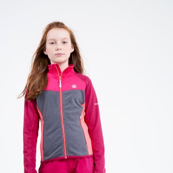 Dare 2b - Kids' Except Full Zip Lightweight Core Stretch Midlayer Berry Pink Ebony Grey
