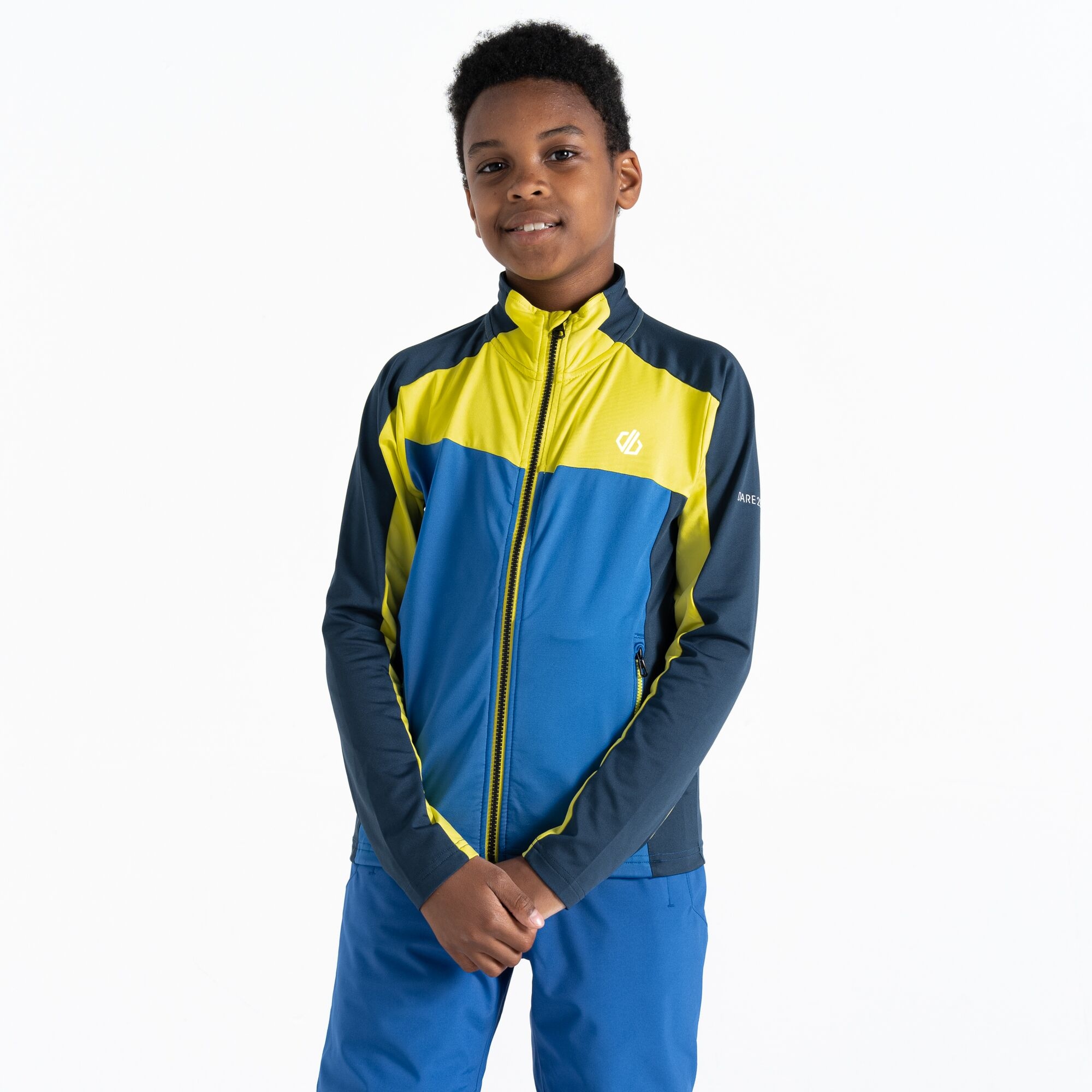 Dare 2b - Dziecięca Bluza z Suwakiem Emergent Niebiesko-żółty, Rozmiar: 176 cm