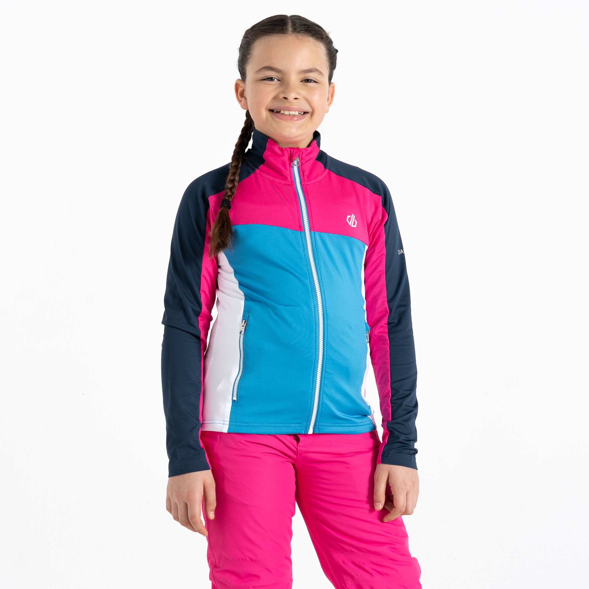 Dare 2b - Dziecięca Bluza z Suwakiem Emergent Niebiesko-różowy, Rozmiar: 158 cm
