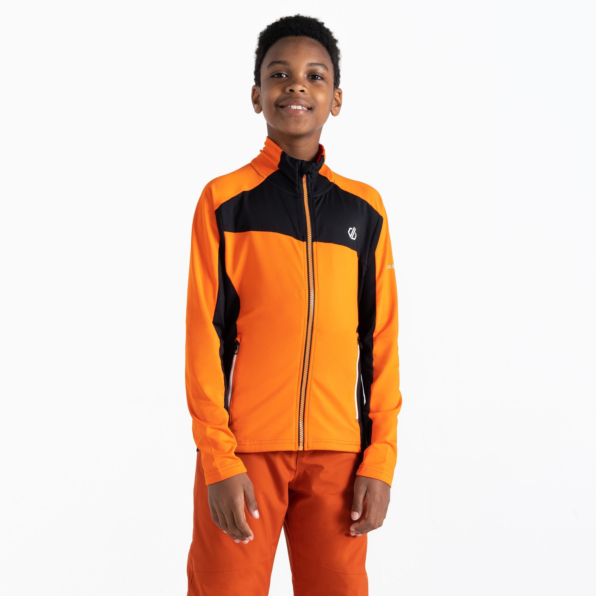 Dare 2b - Dziecięca Bluza z Suwakiem Emergent Pomarańczowo-czarny, Rozmiar: 140 cm
