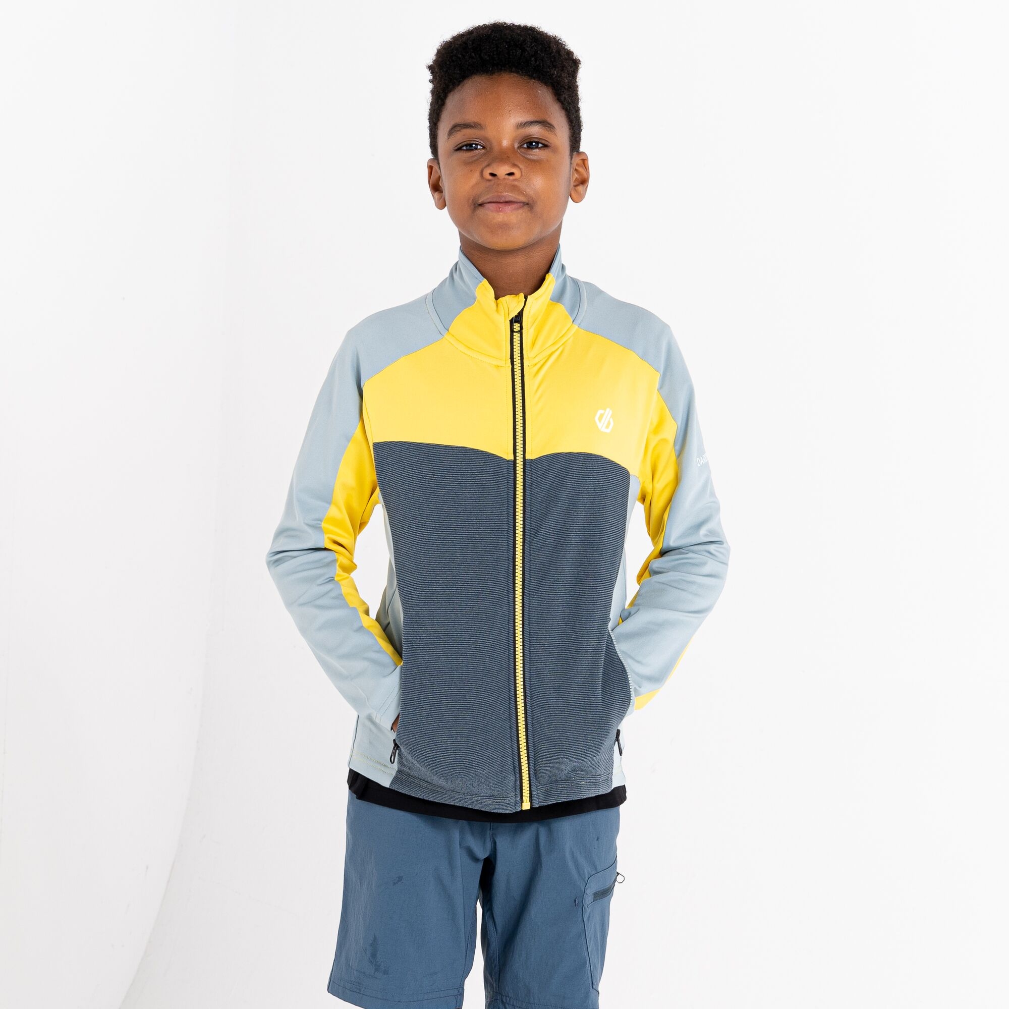 Dare 2b - Dziecięca Bluza z Suwakiem Emergent Niebiesko-żółty, Rozmiar: 164 cm